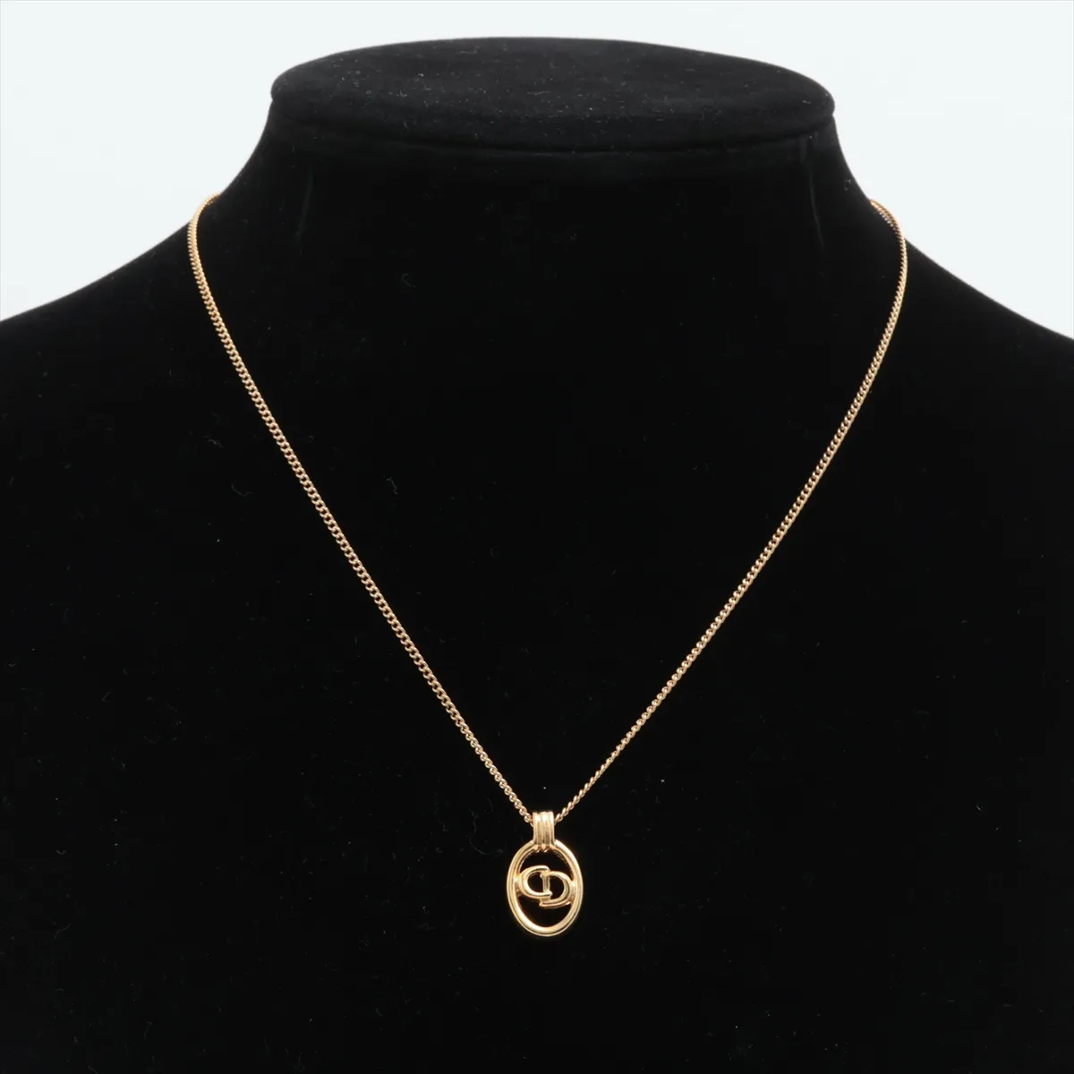 CD logo necklace, GP gold, shows signs of wear, tarnishing, — view 5