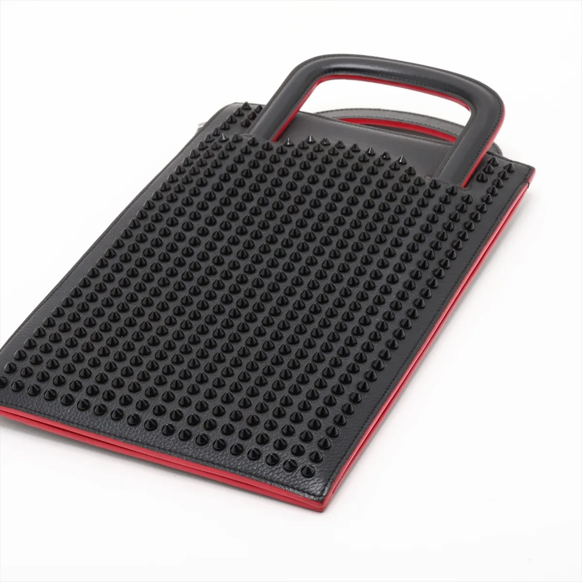 Spike Studs Trick Track Leather x Studs 2-Way Handbag Black x Red — view 3