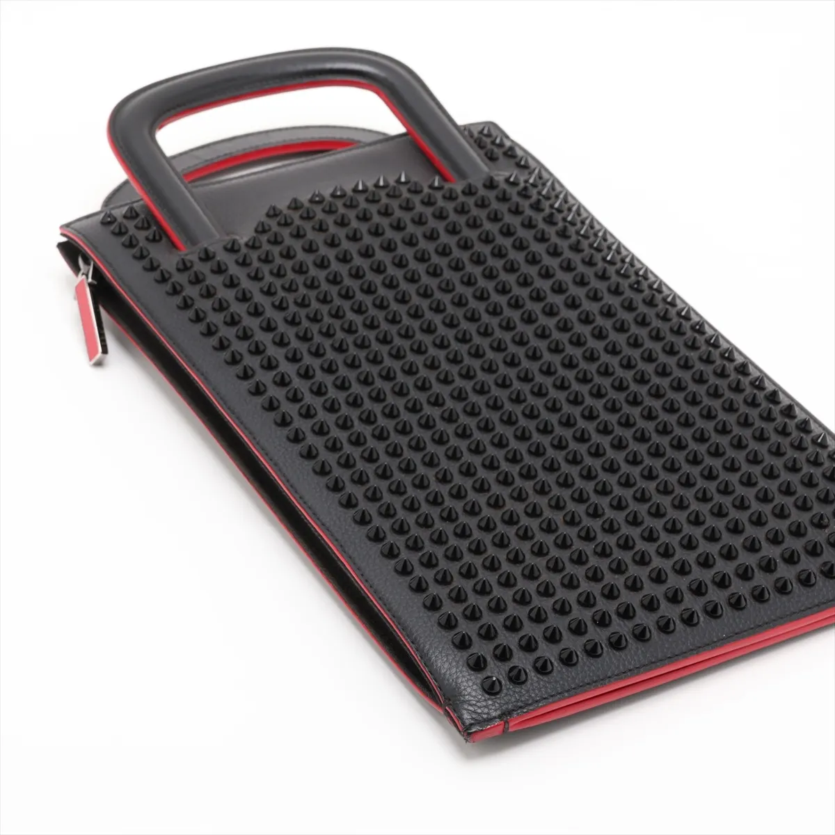 Spike Studs Trick Track Leather x Studs 2-Way Handbag Black x Red — view 4