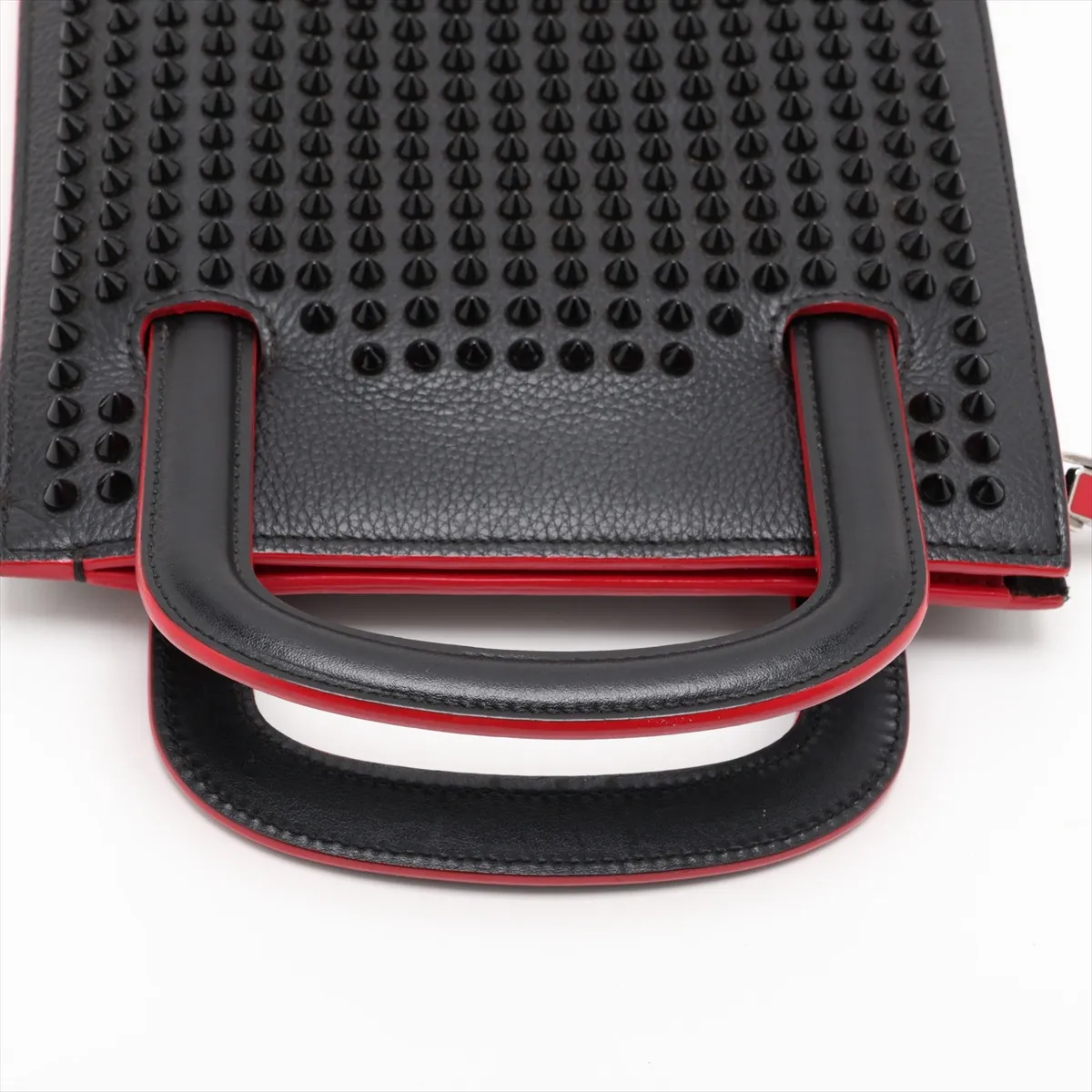 Spike Studs Trick Track Leather x Studs 2-Way Handbag Black x Red — view 5