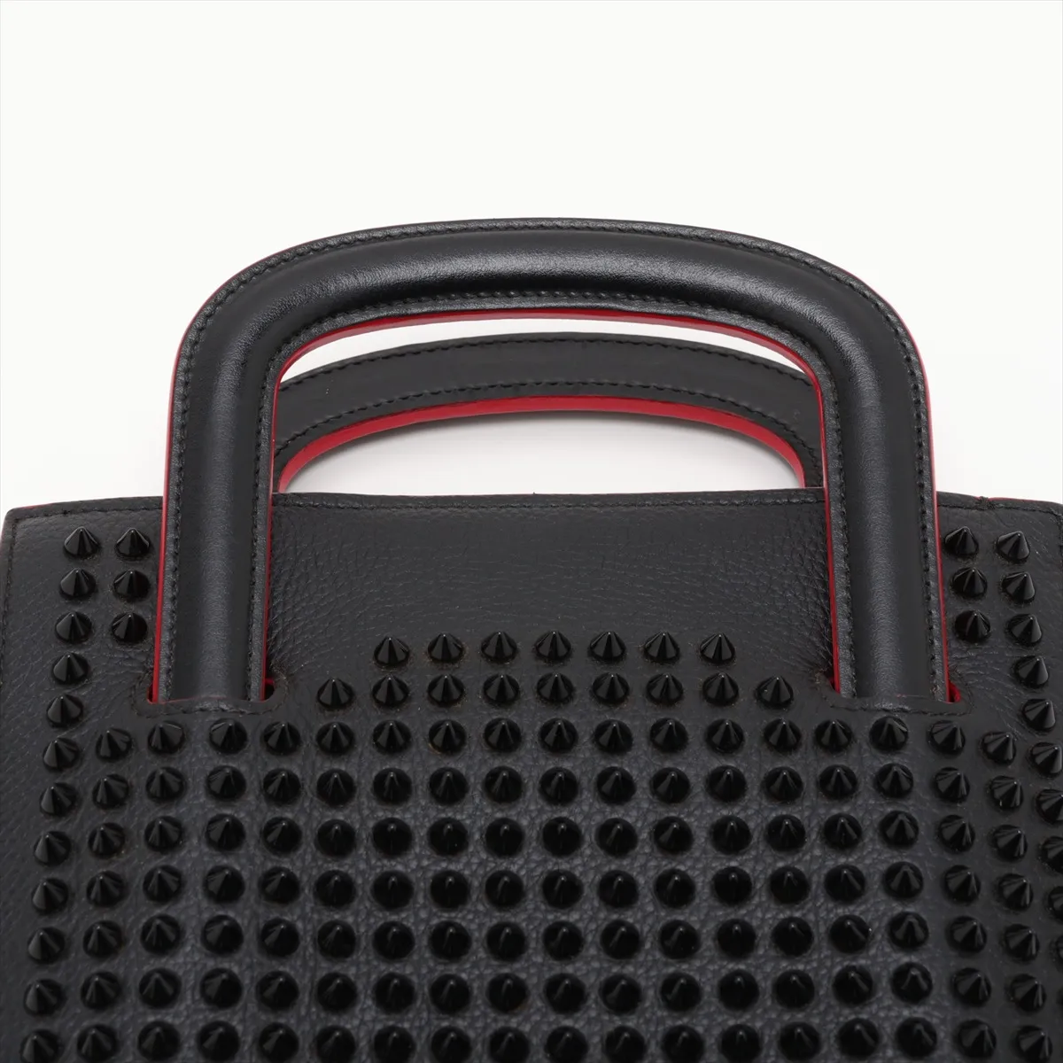 Spike Studs Trick Track Leather x Studs 2-Way Handbag Black x Red — view 6