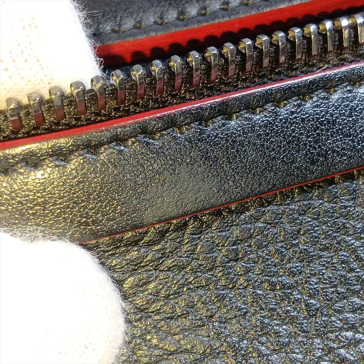 Spike Studs Trick Track Leather x Studs 2-Way Handbag Black x Red — view 10