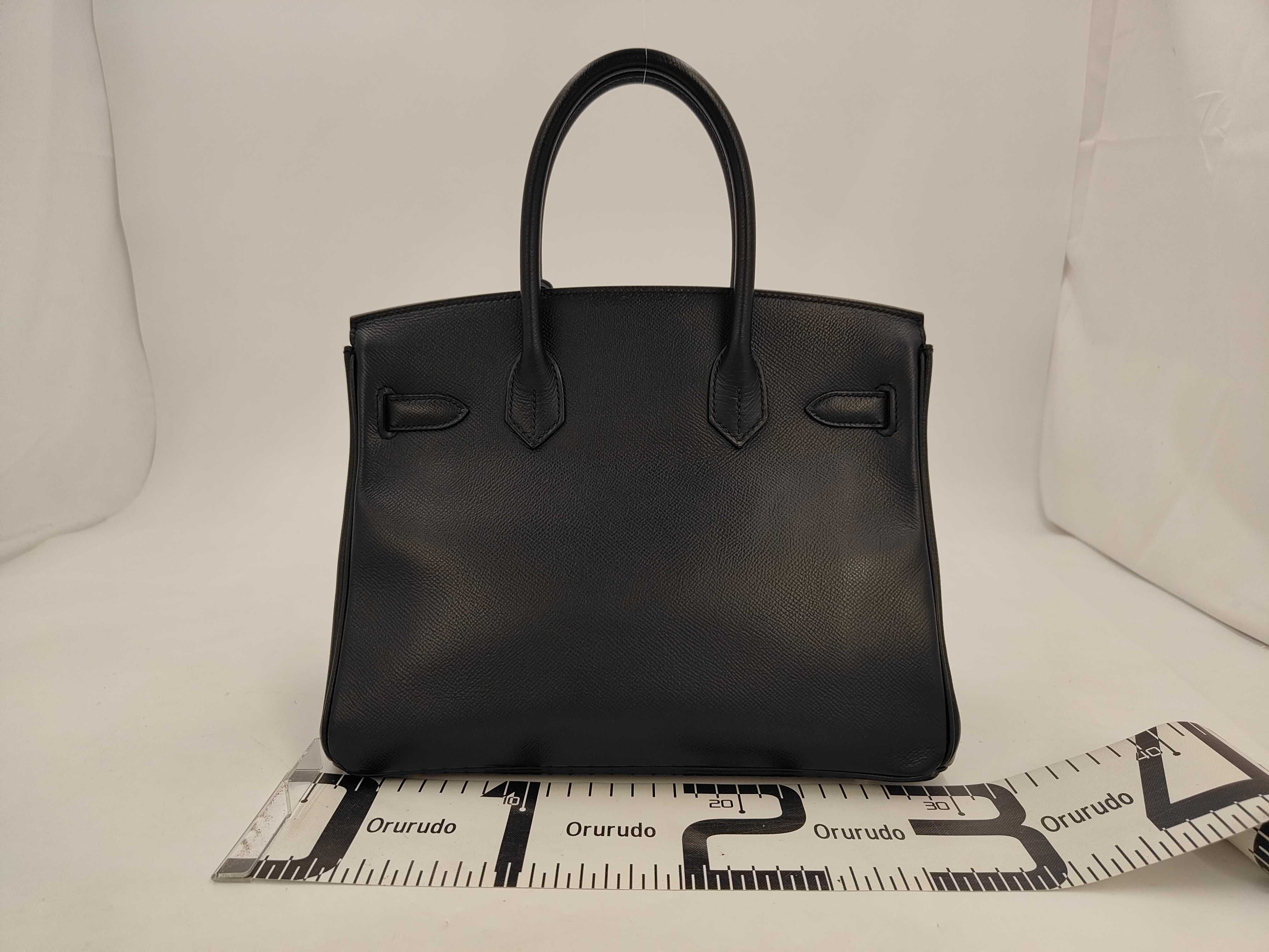 Birkin 30 C stamp Epsom leather Noir silver hardware handbag — view 2
