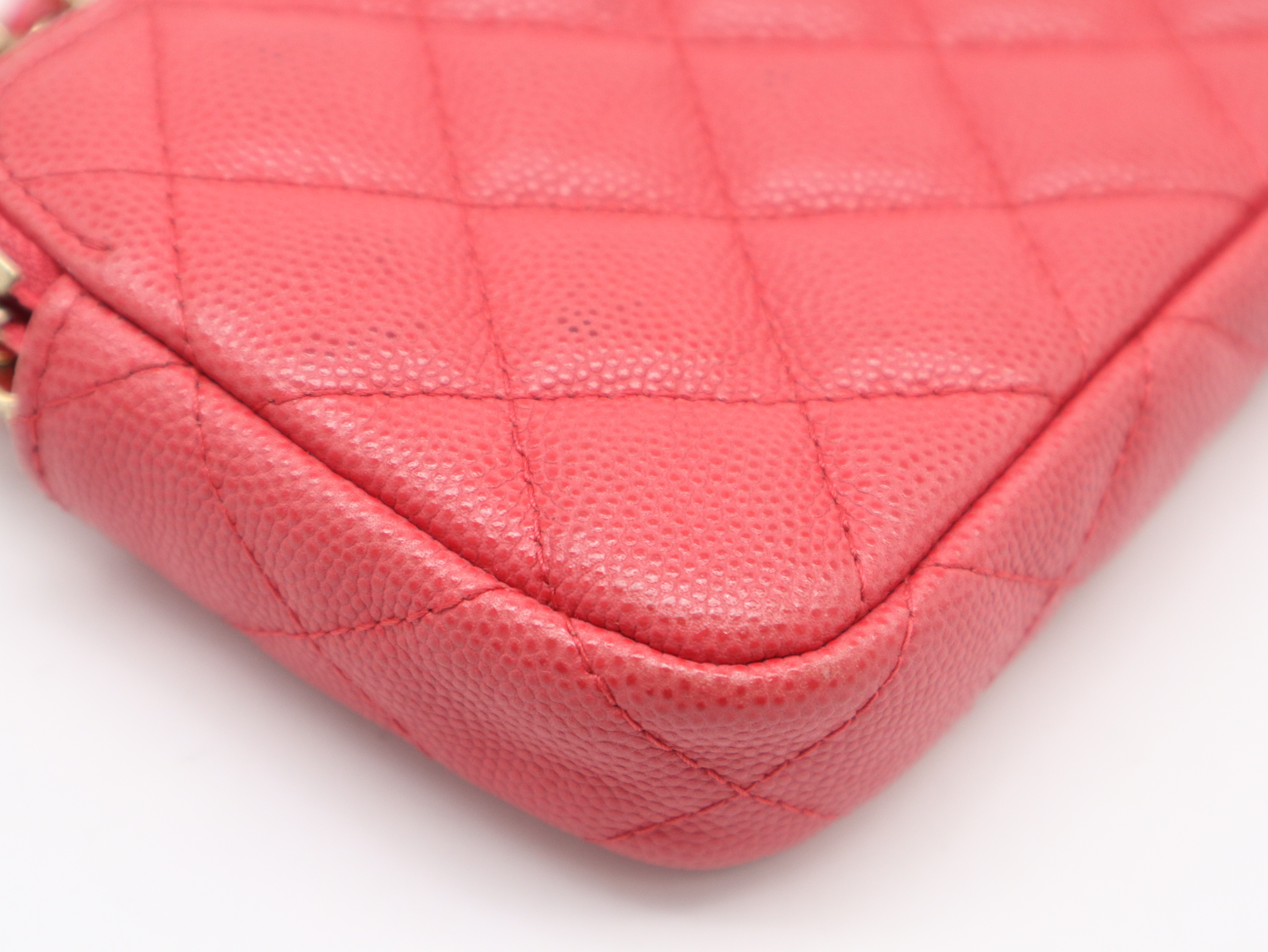Caviar Skin Matelassé Chain Wallet, Gold Hardware, Pink, Seal, 22995385, Shoulder Bag — view 7
