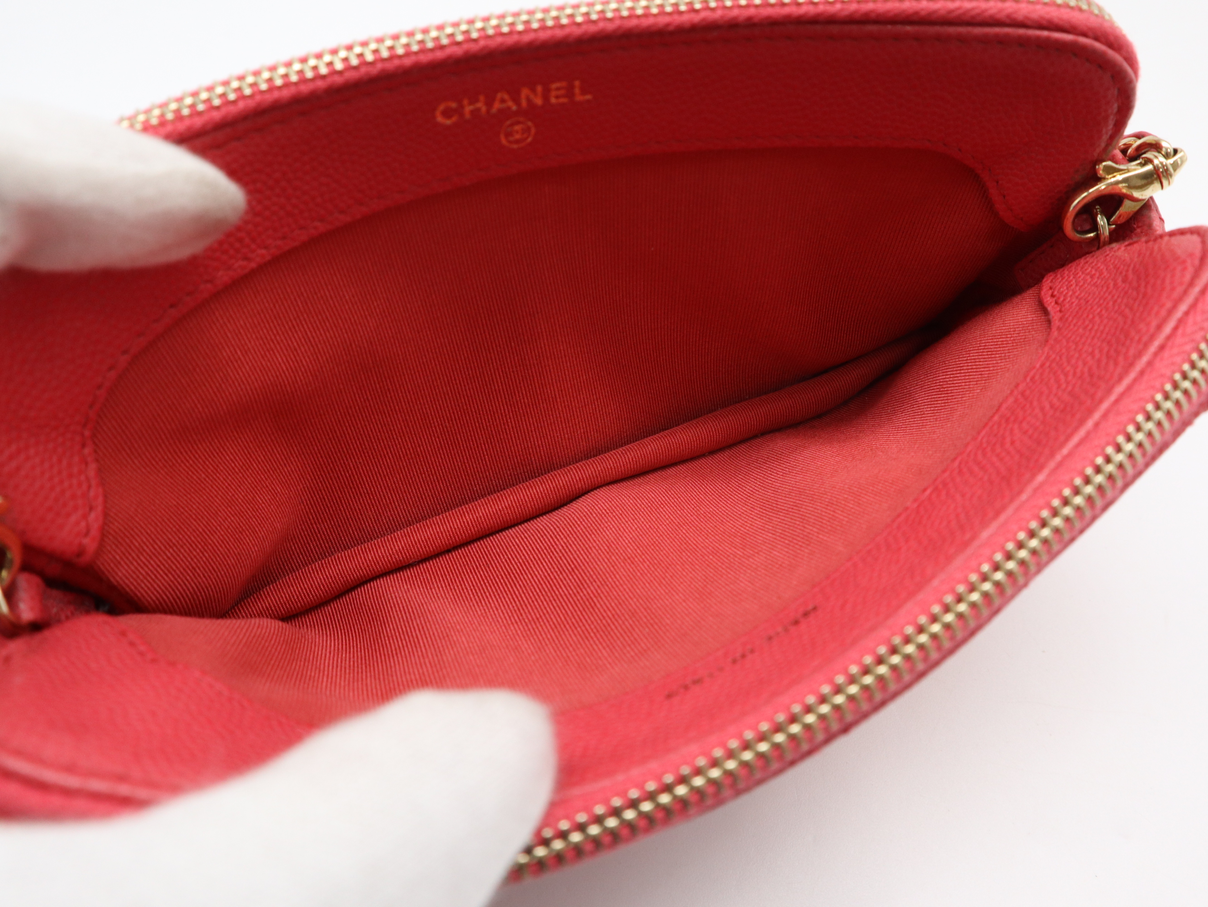 Caviar Skin Matelassé Chain Wallet, Gold Hardware, Pink, Seal, 22995385, Shoulder Bag — view 8