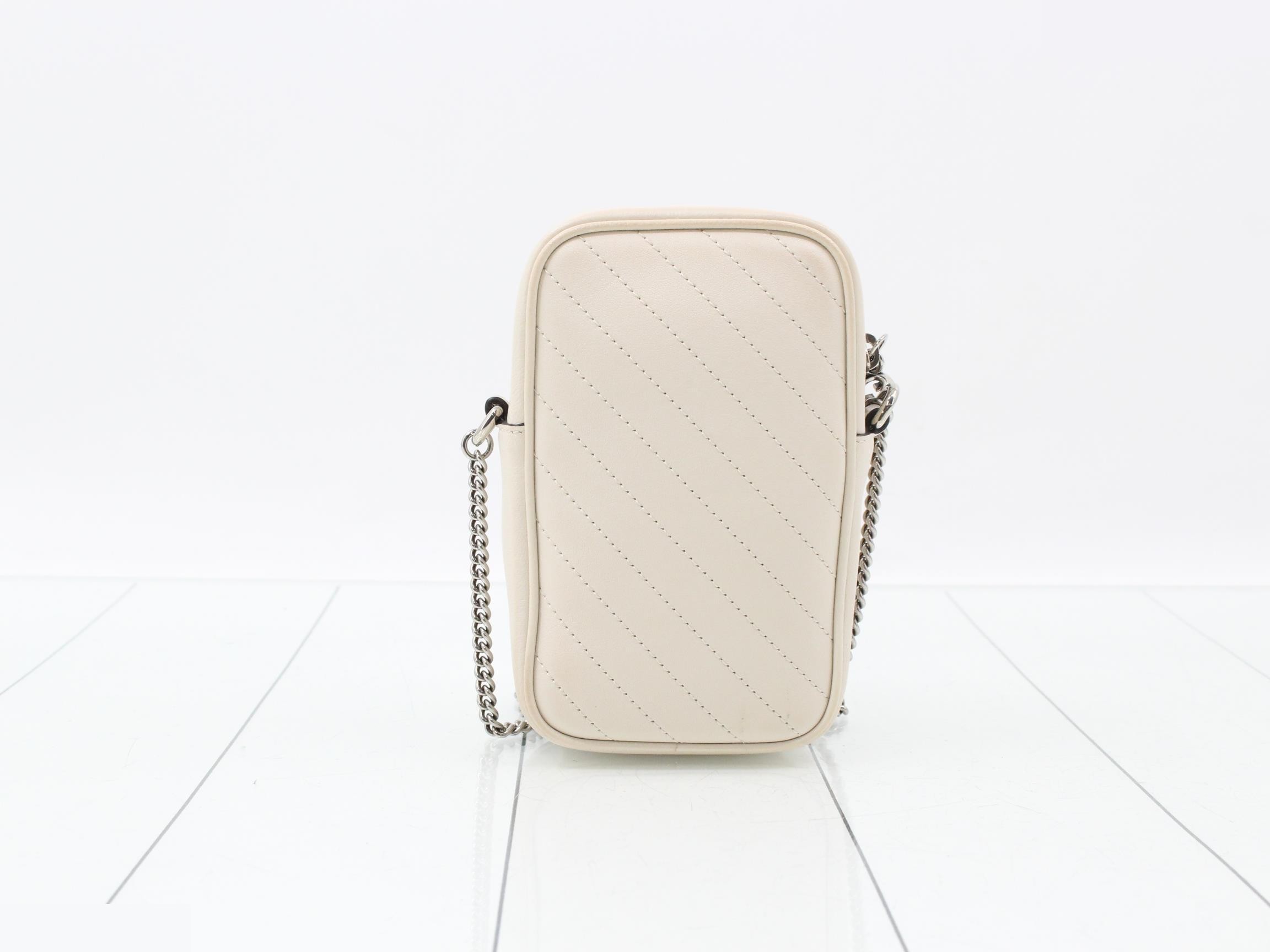 Blondie Chain Shoulder Bag, Leather, Ivory — view 2