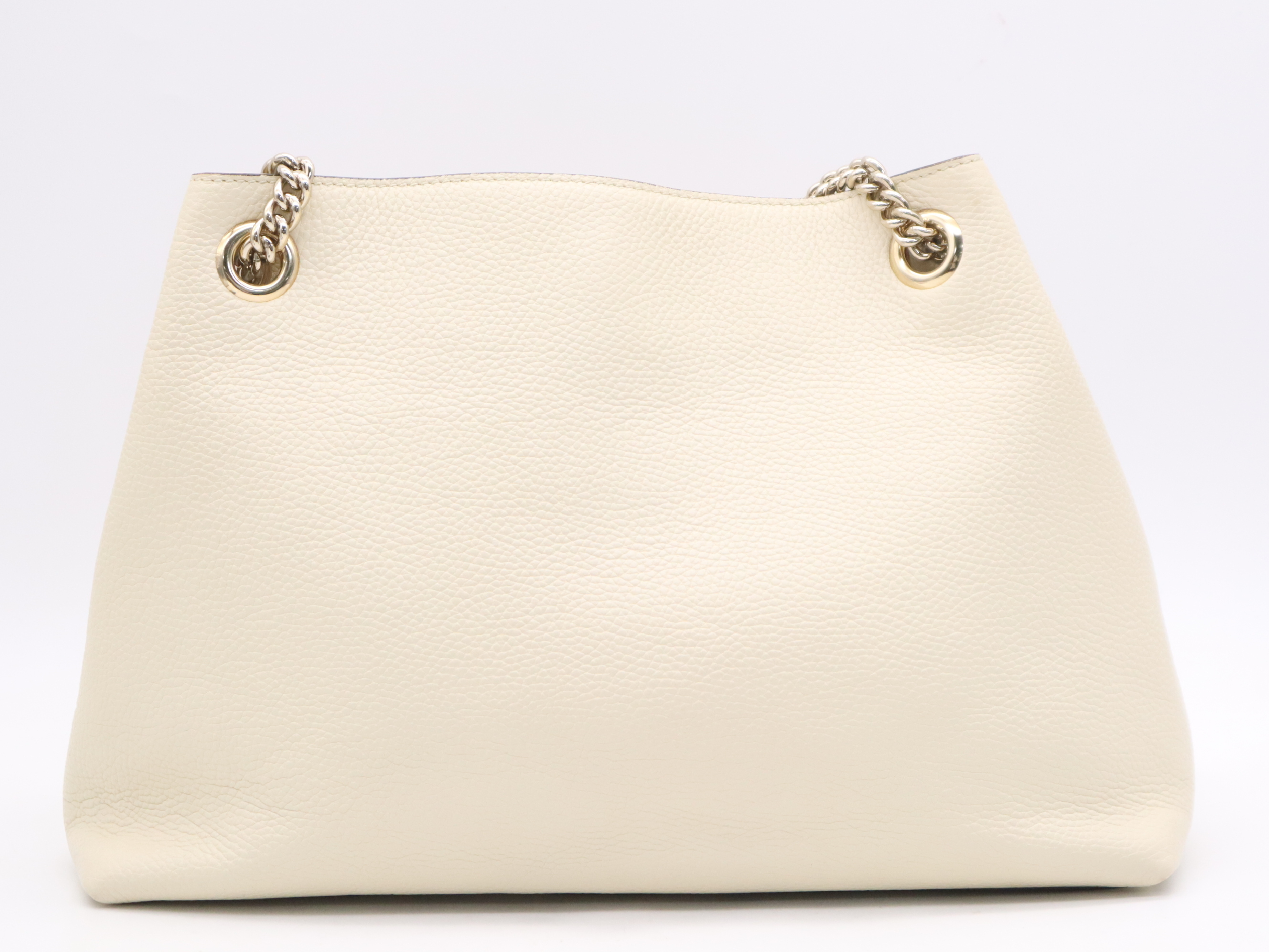 536196 Leather Soho Tote Bag, Ivory, Gold Hardware, with Dust Bag and Fringe — view 2
