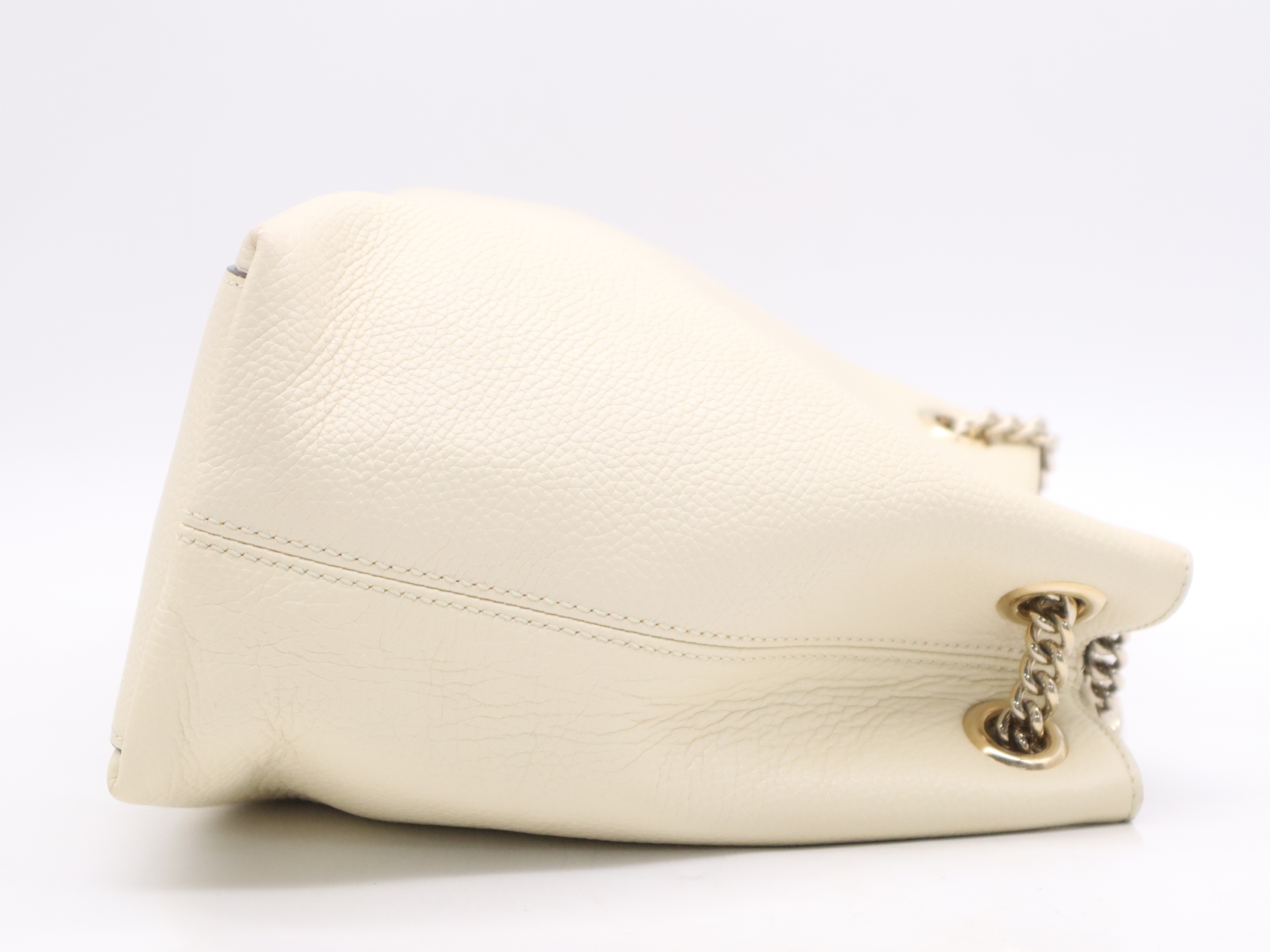 536196 Leather Soho Tote Bag, Ivory, Gold Hardware, with Dust Bag and Fringe — view 5