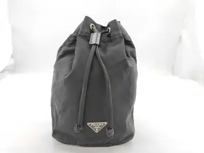 drawstring pouch, nylon, black pouch