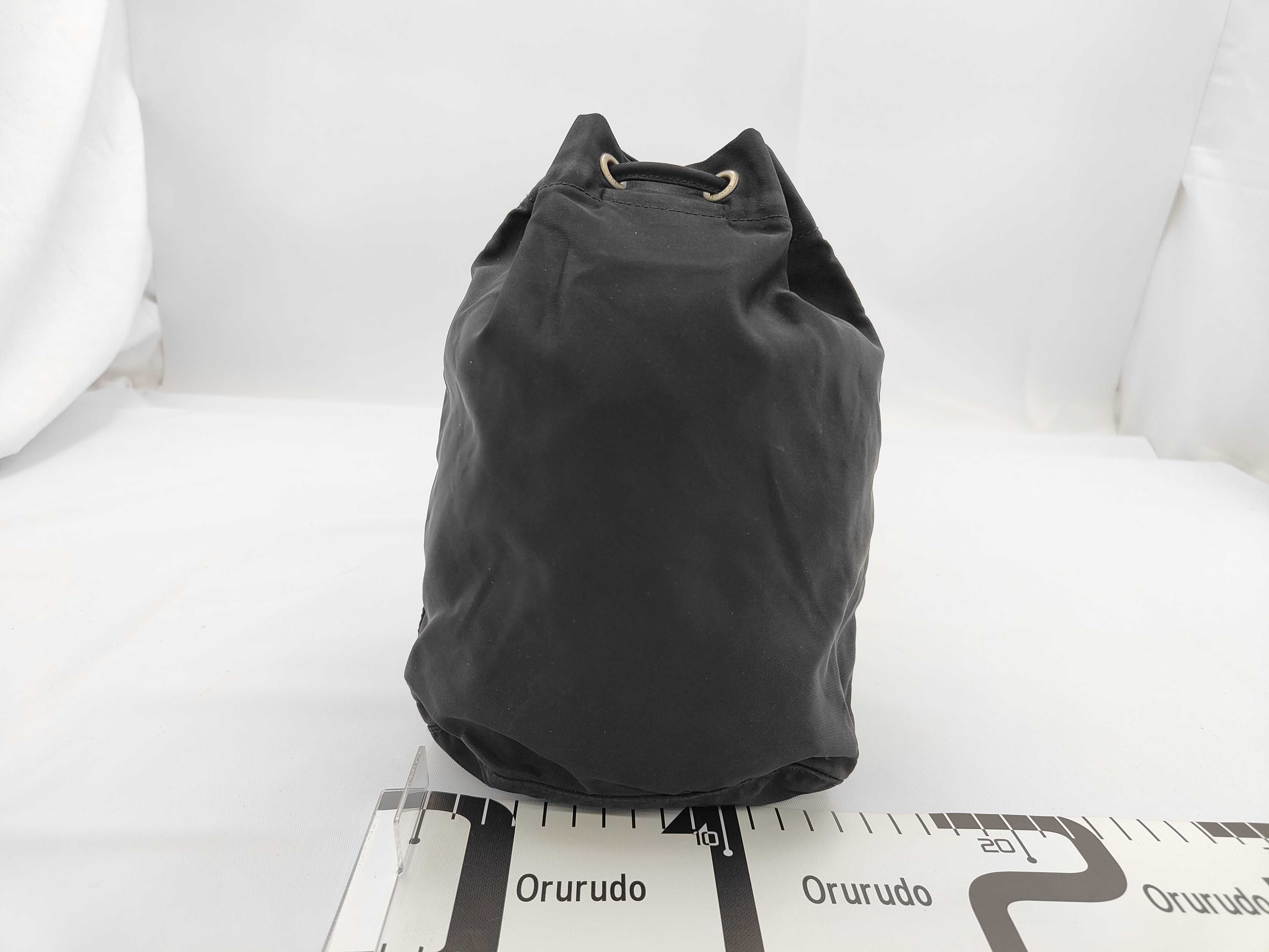 drawstring pouch, nylon, black pouch — view 2