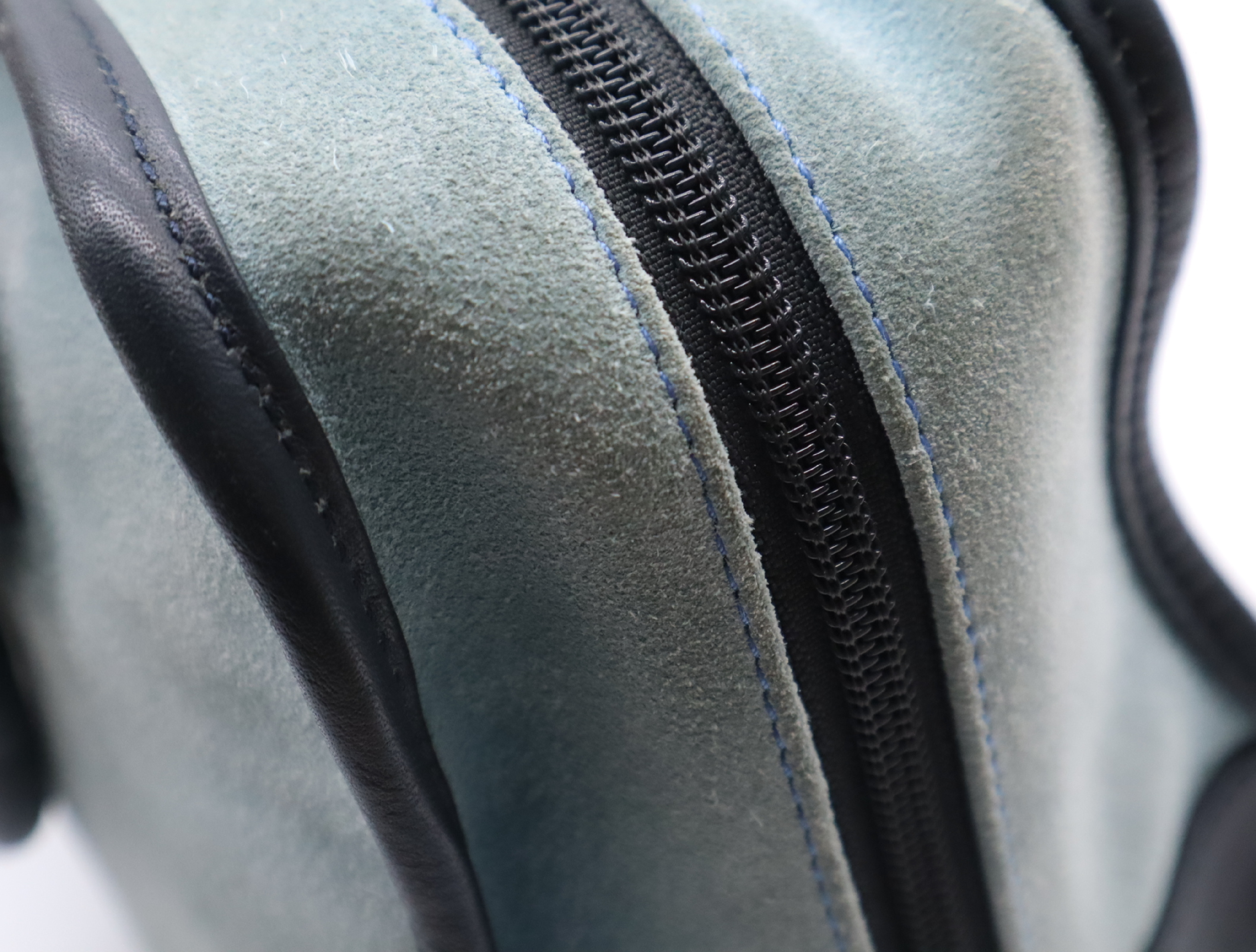 Suede x Leather Amazona Handbag, Blue, Silver Hardware — view 15