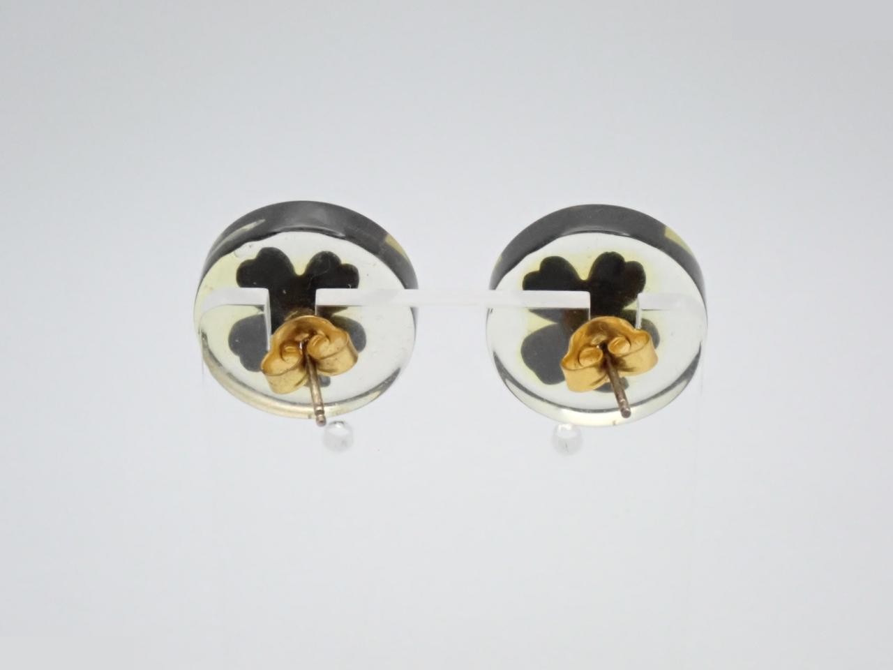 Coco Mark Clover Clear Earrings (Clear x Black) — view 2
