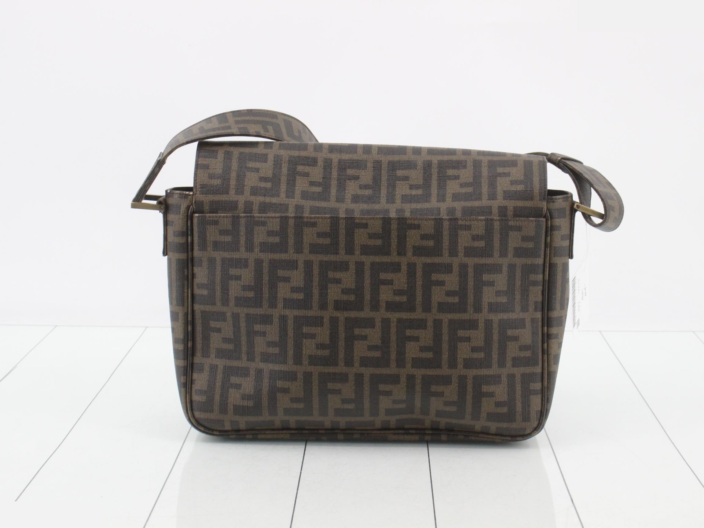 Zucca Shoulder Bag, PVC/Leather, Brown — view 2