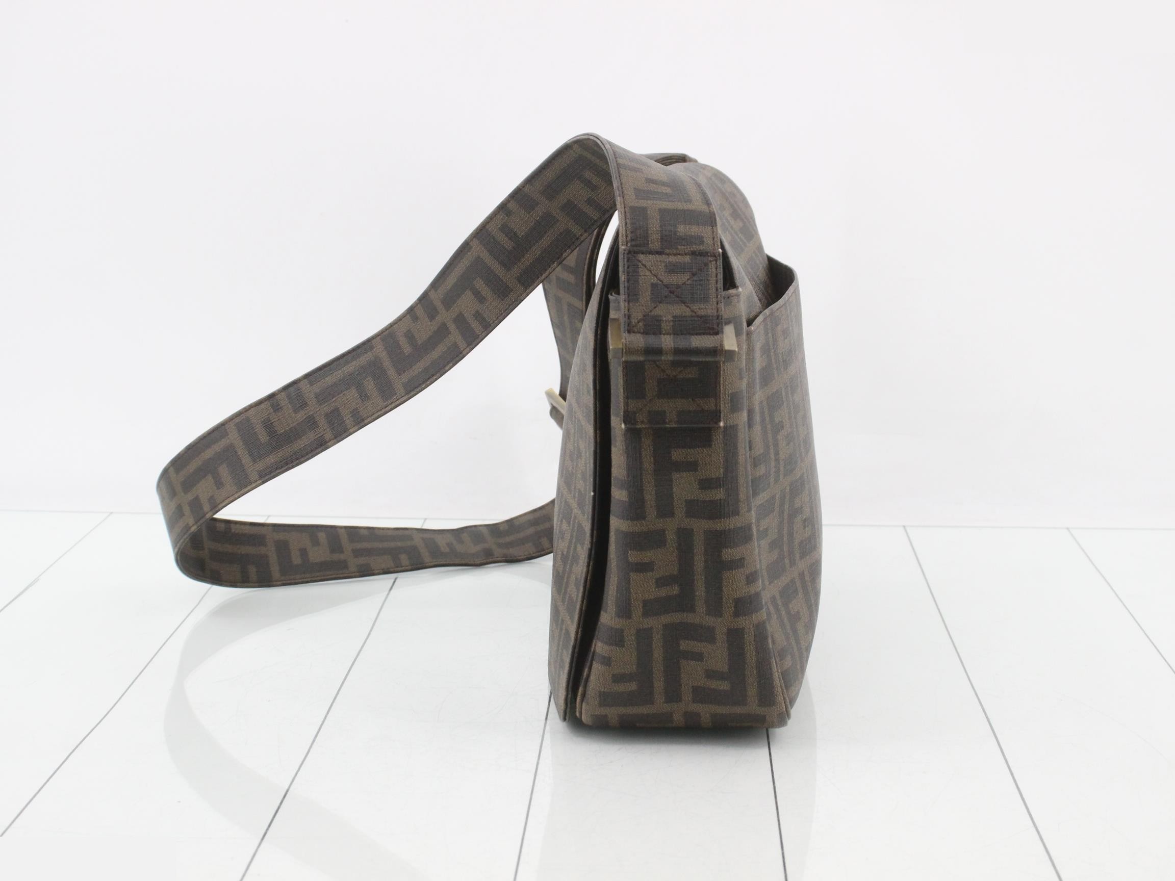 Zucca Shoulder Bag, PVC/Leather, Brown — view 3