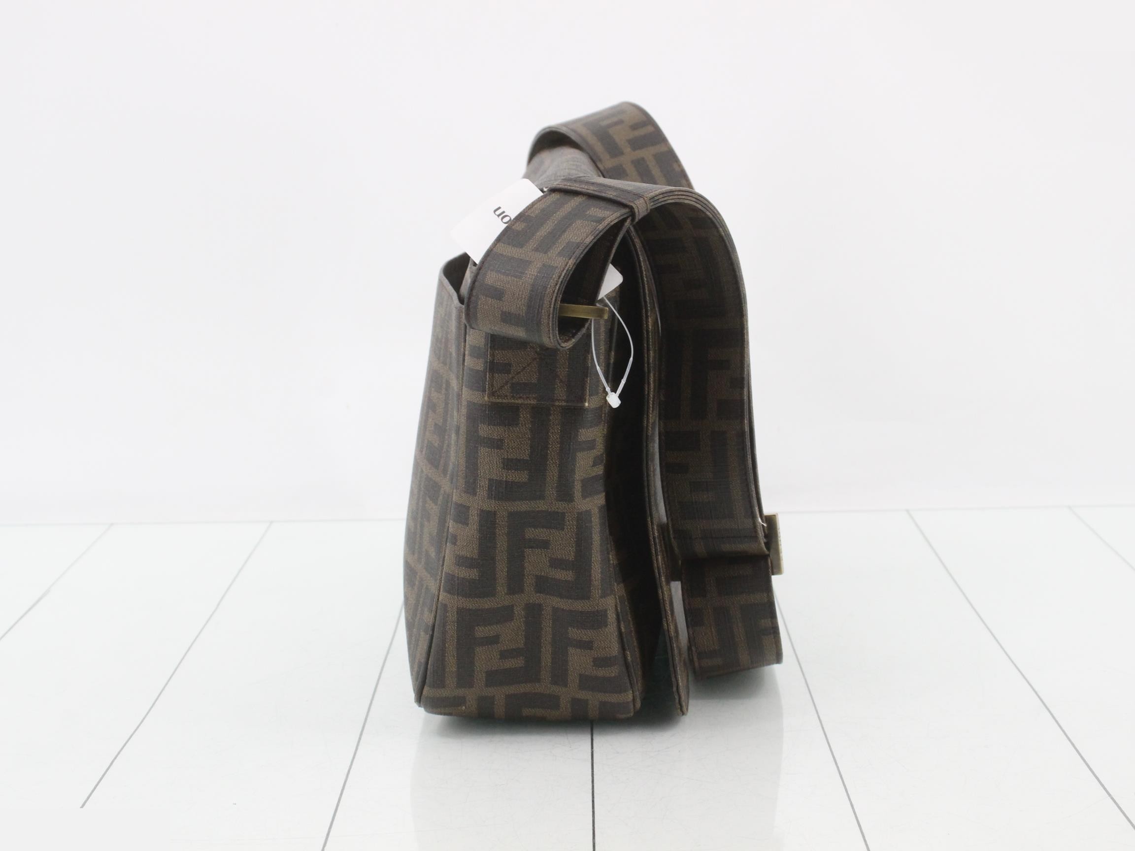 Zucca Shoulder Bag, PVC/Leather, Brown — view 4