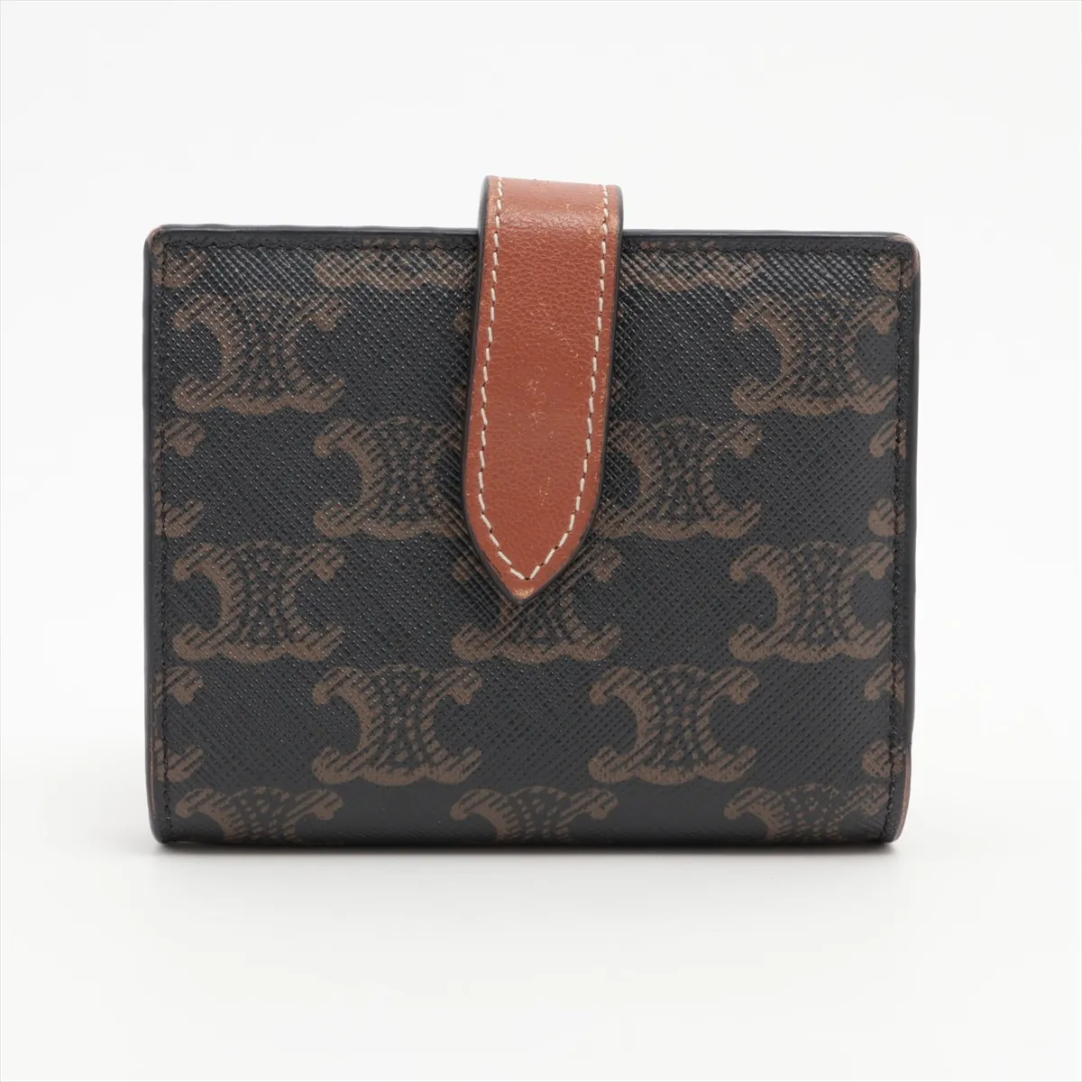 Triomphe Small Strap Wallet PVC x Leather Compact Wallet Black x Brown — view 2
