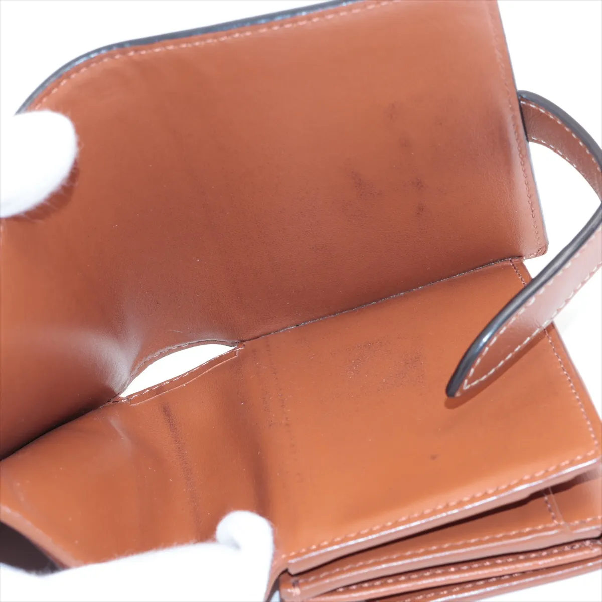 Triomphe Small Strap Wallet PVC x Leather Compact Wallet Black x Brown — view 5