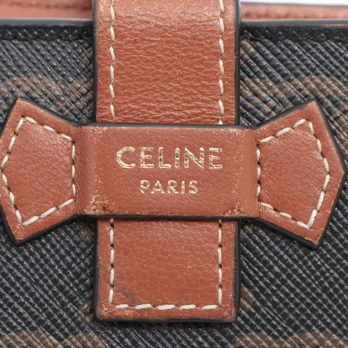 Triomphe Small Strap Wallet PVC x Leather Compact Wallet Black x Brown — view 7