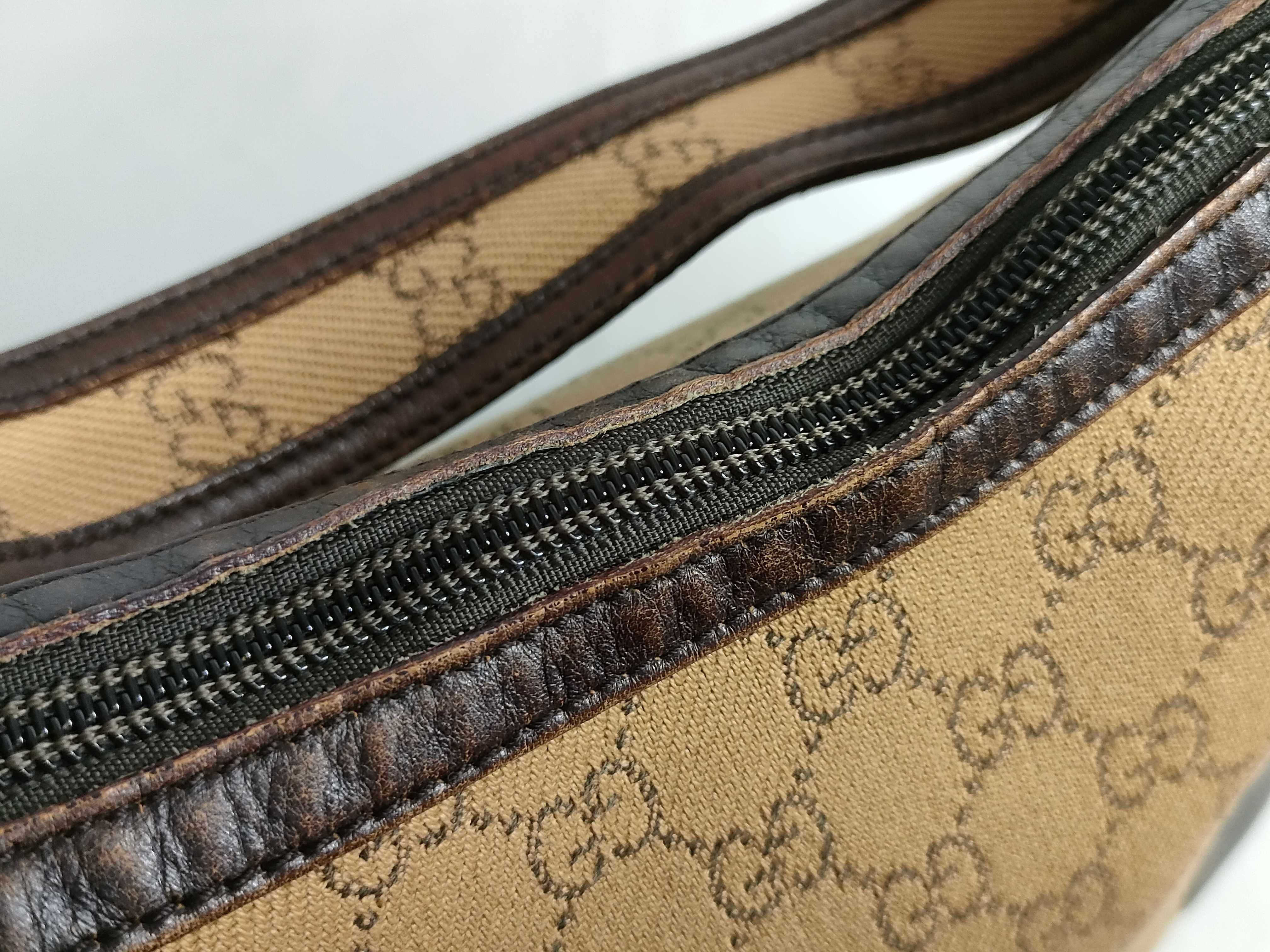 GG Canvas Shoulder Bag, Leather, Brown (143744) — view 8