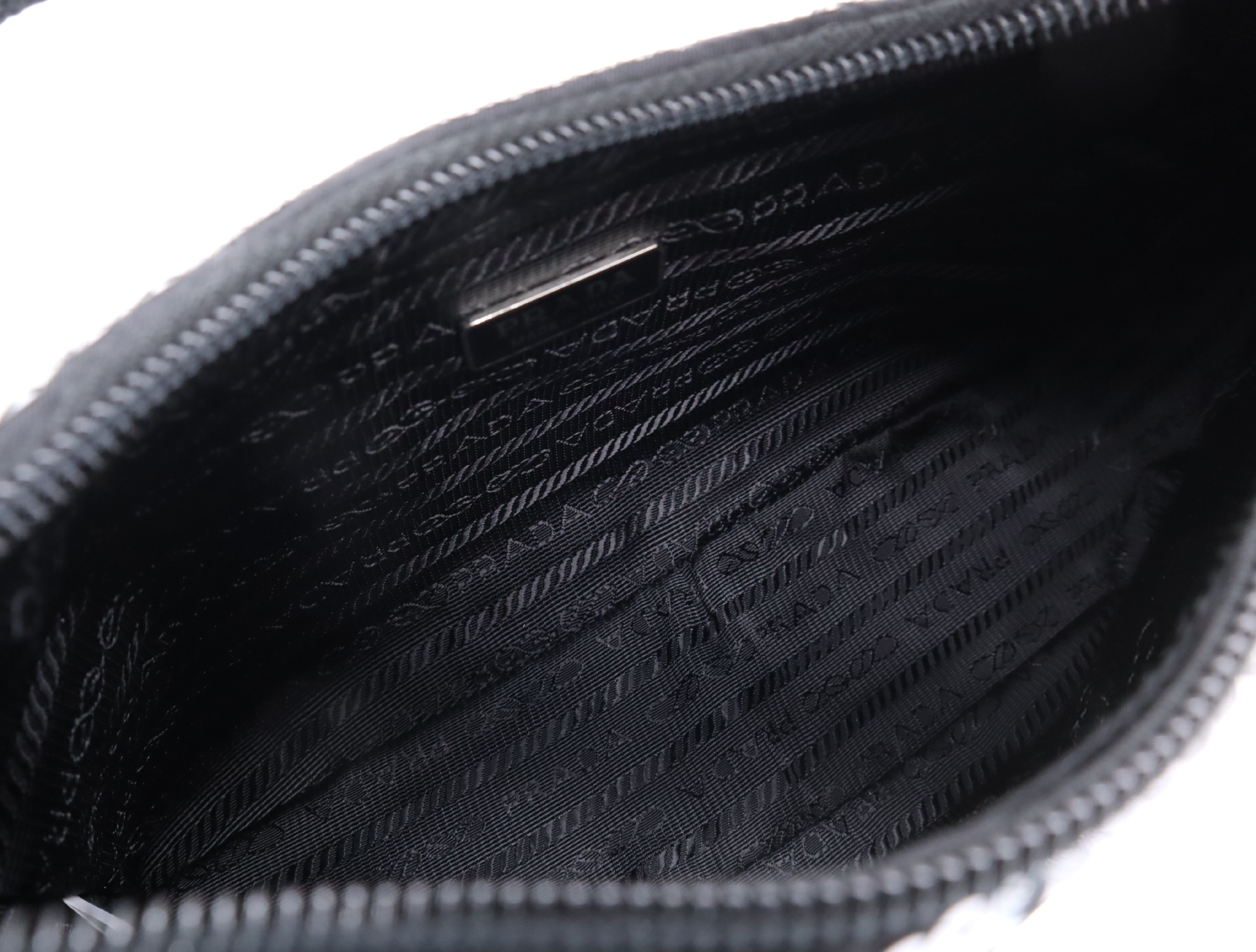 WS22477 Nylon Re-Edition Sequin Hobo Nylon Handbag Black Silver Hardware Includes Dust Bag and Clochette — view 11
