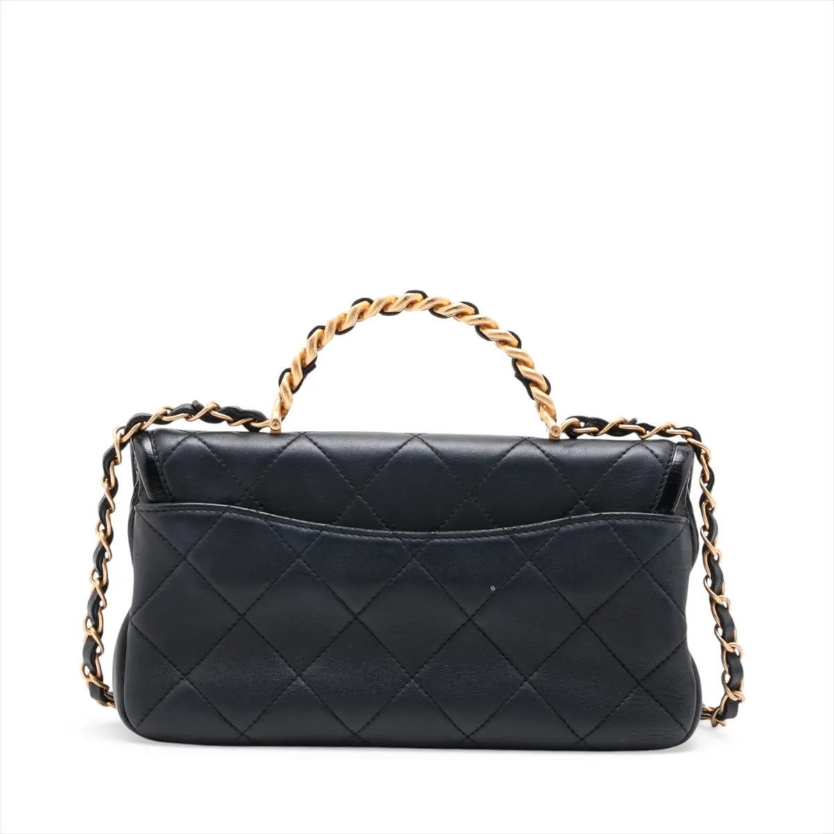 Matelassé Leather 2-Way Handbag, Black with Gold Hardware, 30700604 (Serial Number in the 30s) — view 2