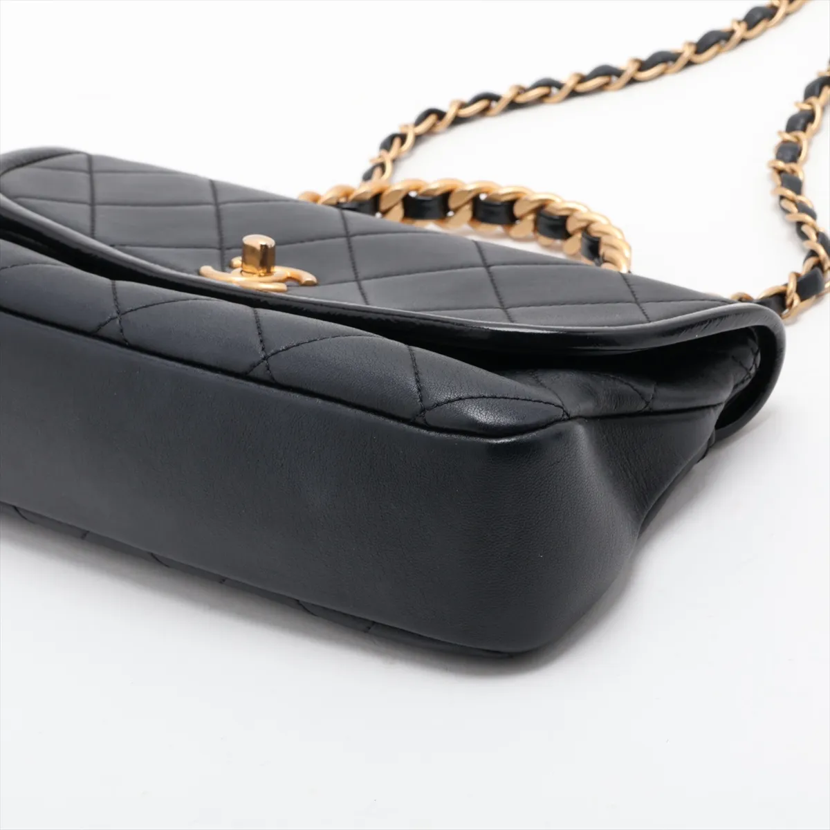 Matelassé Leather 2-Way Handbag, Black with Gold Hardware, 30700604 (Serial Number in the 30s) — view 3
