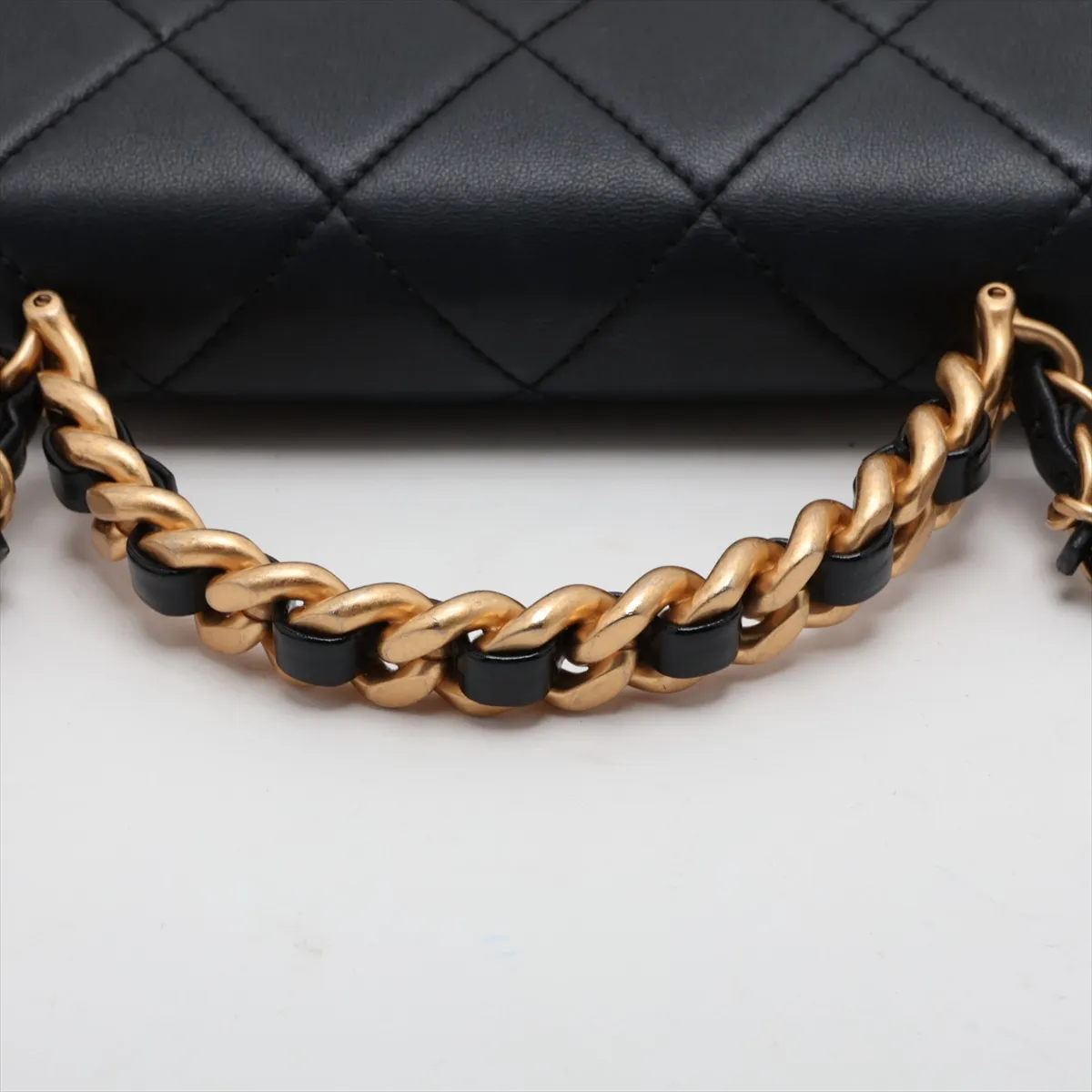 Matelassé Leather 2-Way Handbag, Black with Gold Hardware, 30700604 (Serial Number in the 30s) — view 5