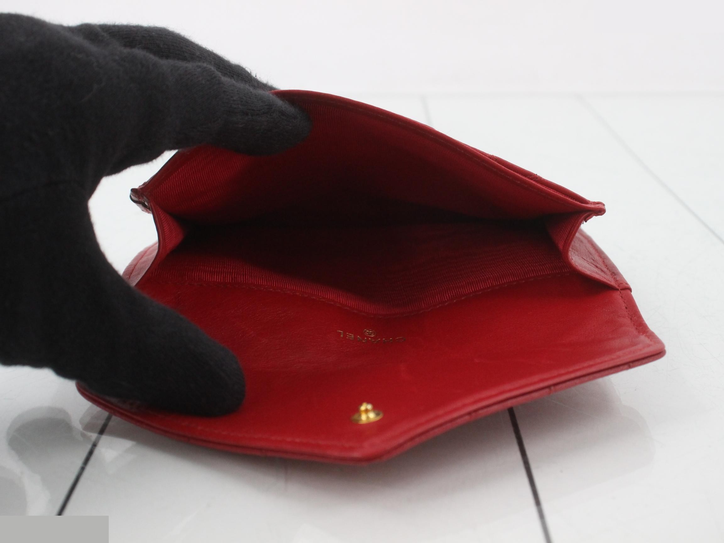 Bicolore Compact Wallet, Lambskin, Red, Series 1, Box, Card, and Sticker Included — view 4