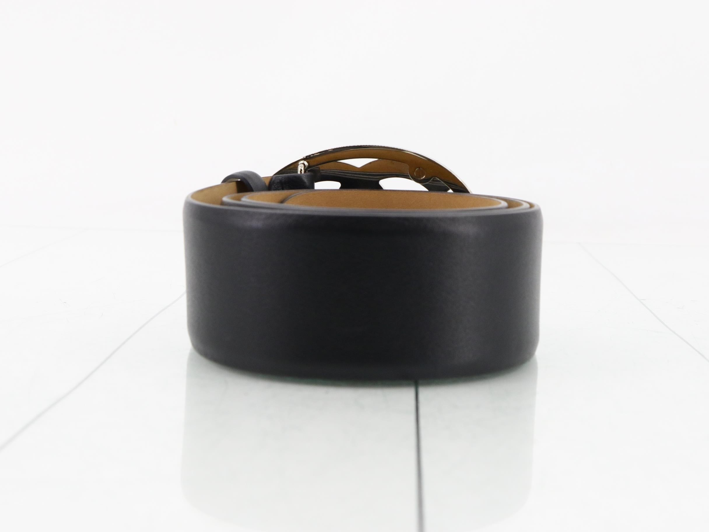 DecaCoco Leather Belt, Black, Size 85/34 — view 2