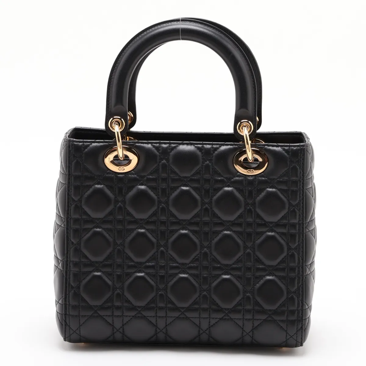 Lady Dior Cannage Leather 2-Way Handbag, Black — view 2