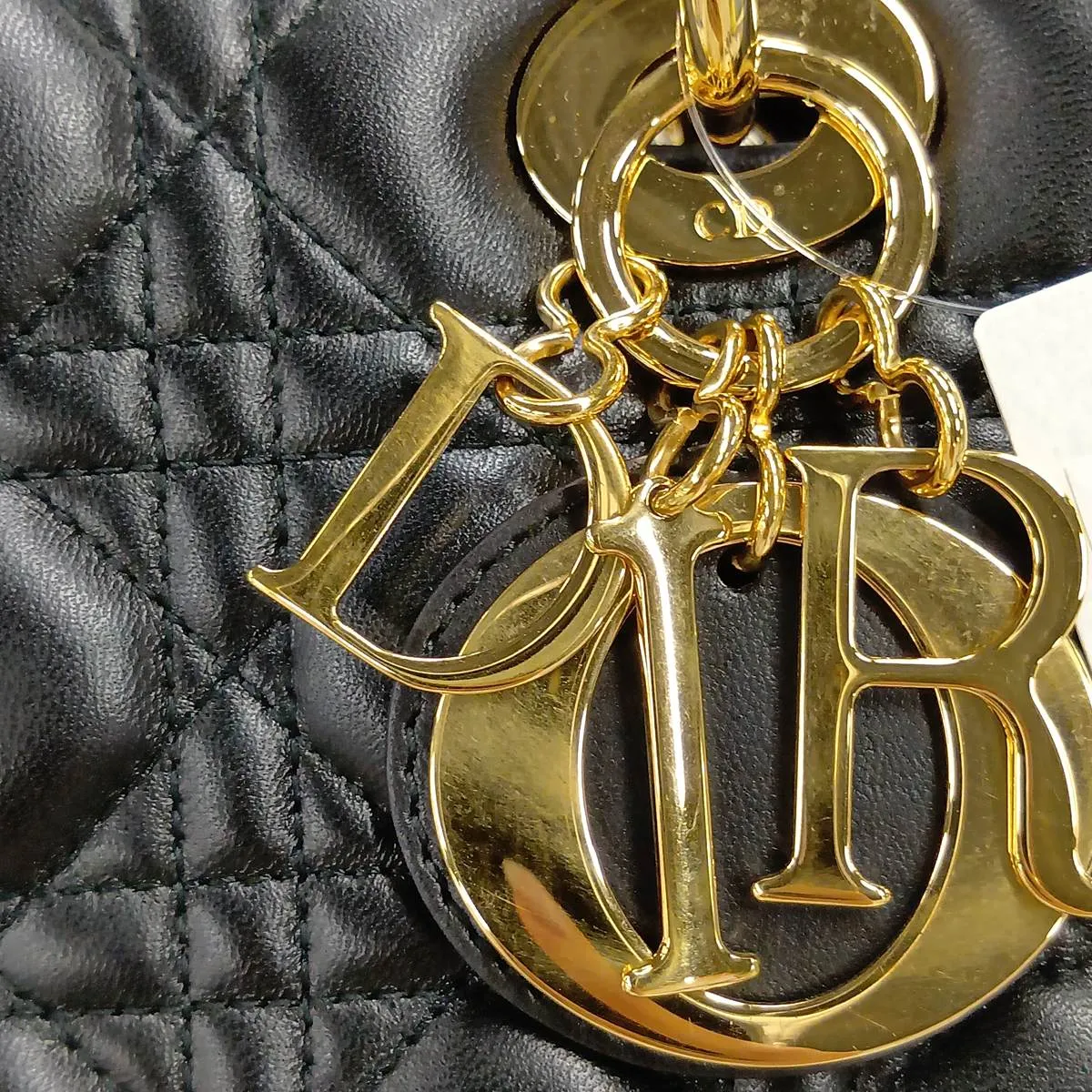 Lady Dior Cannage Leather 2-Way Handbag, Black — view 13