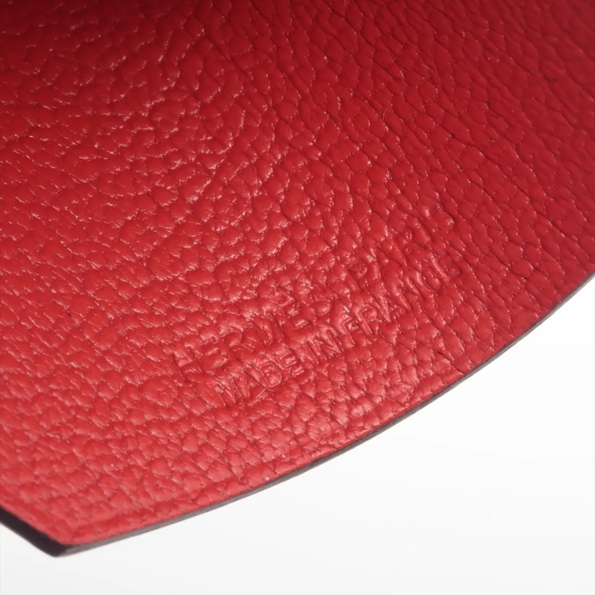 Clochette Charm, Leather, Rouge Tomato, Shows wear, — view 3