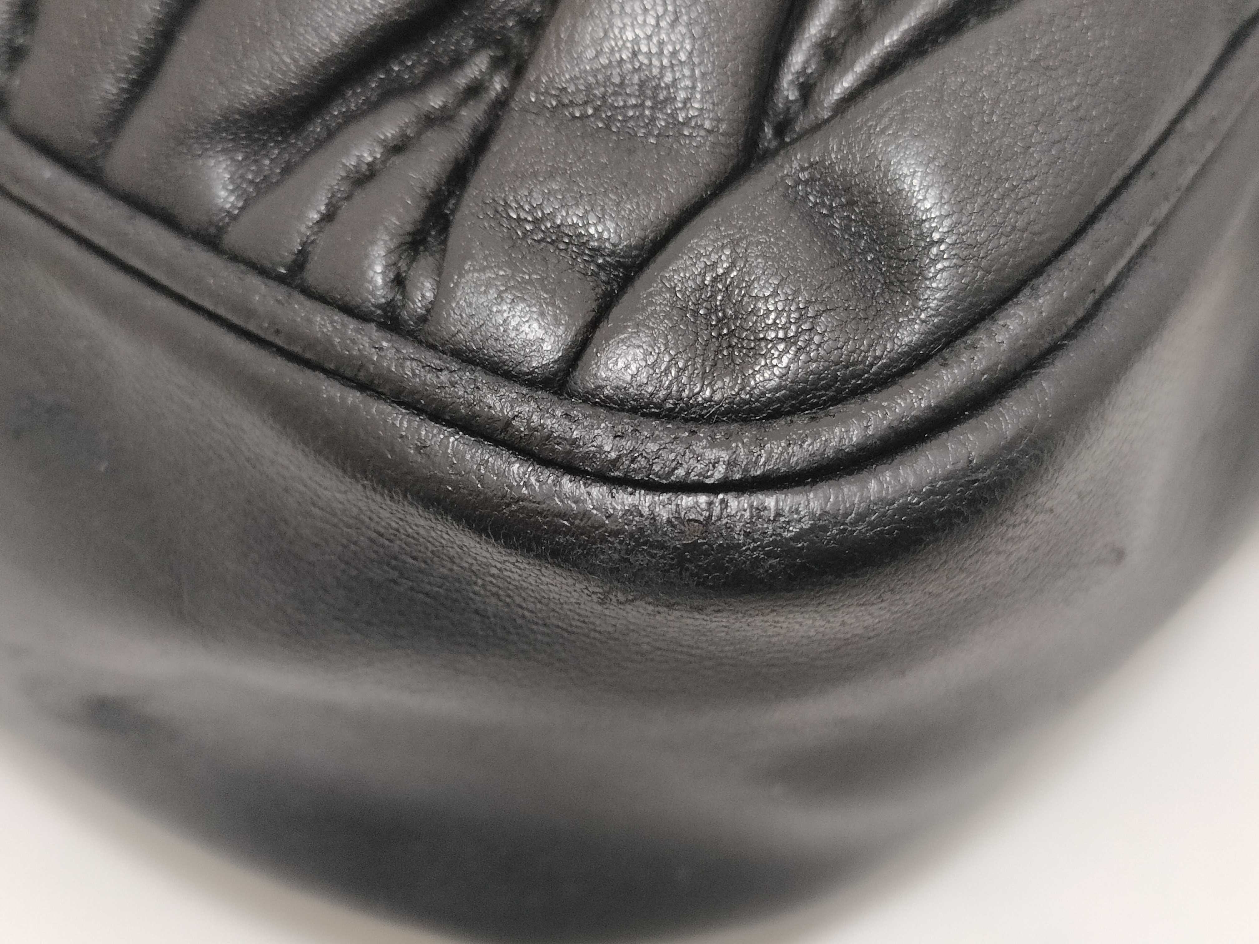 Matelassé Leather Shoulder Bag, Black, Serial Number — view 7