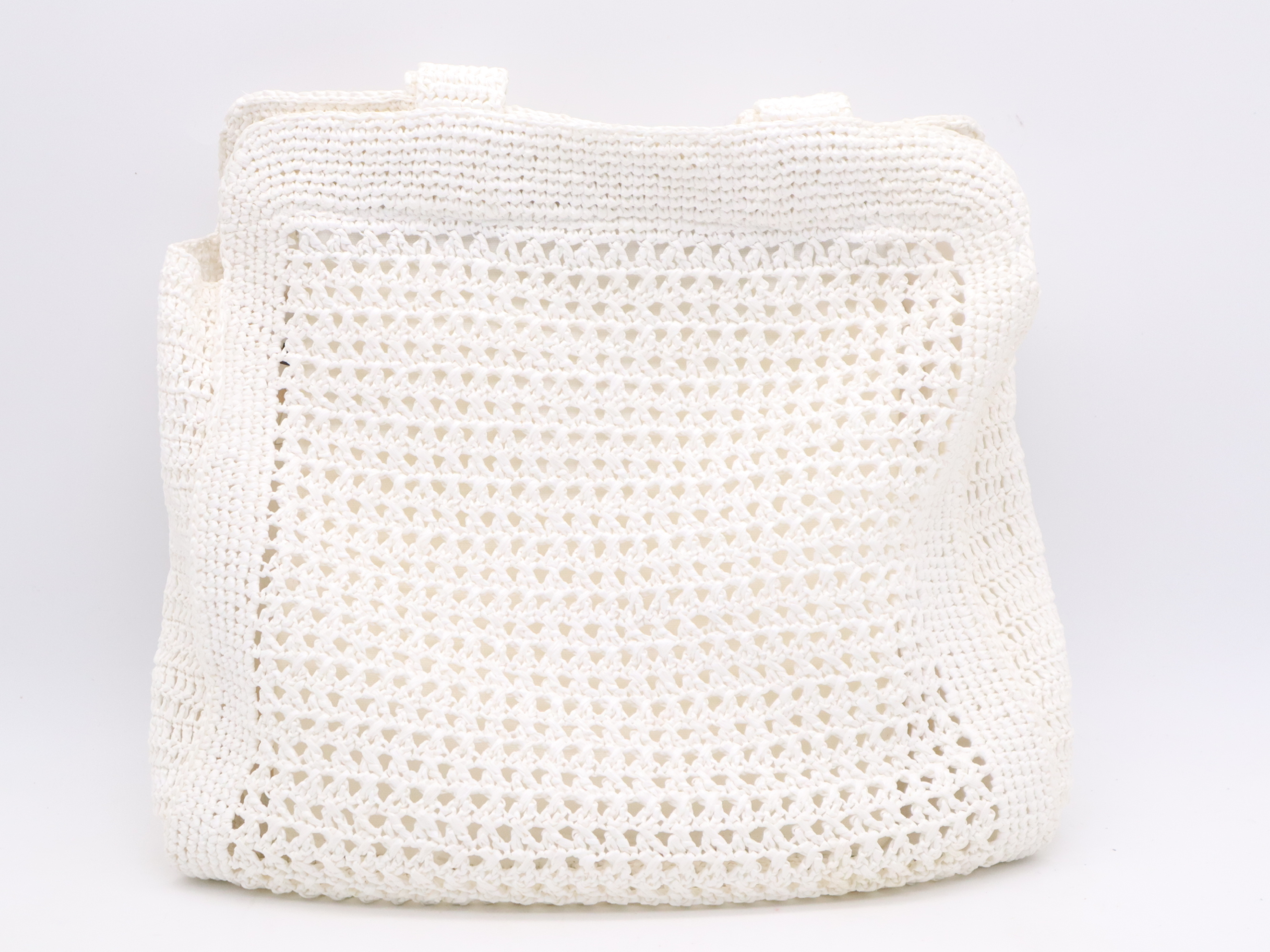 Raffia Crochet Tote Bag, White Tote Bag — view 2