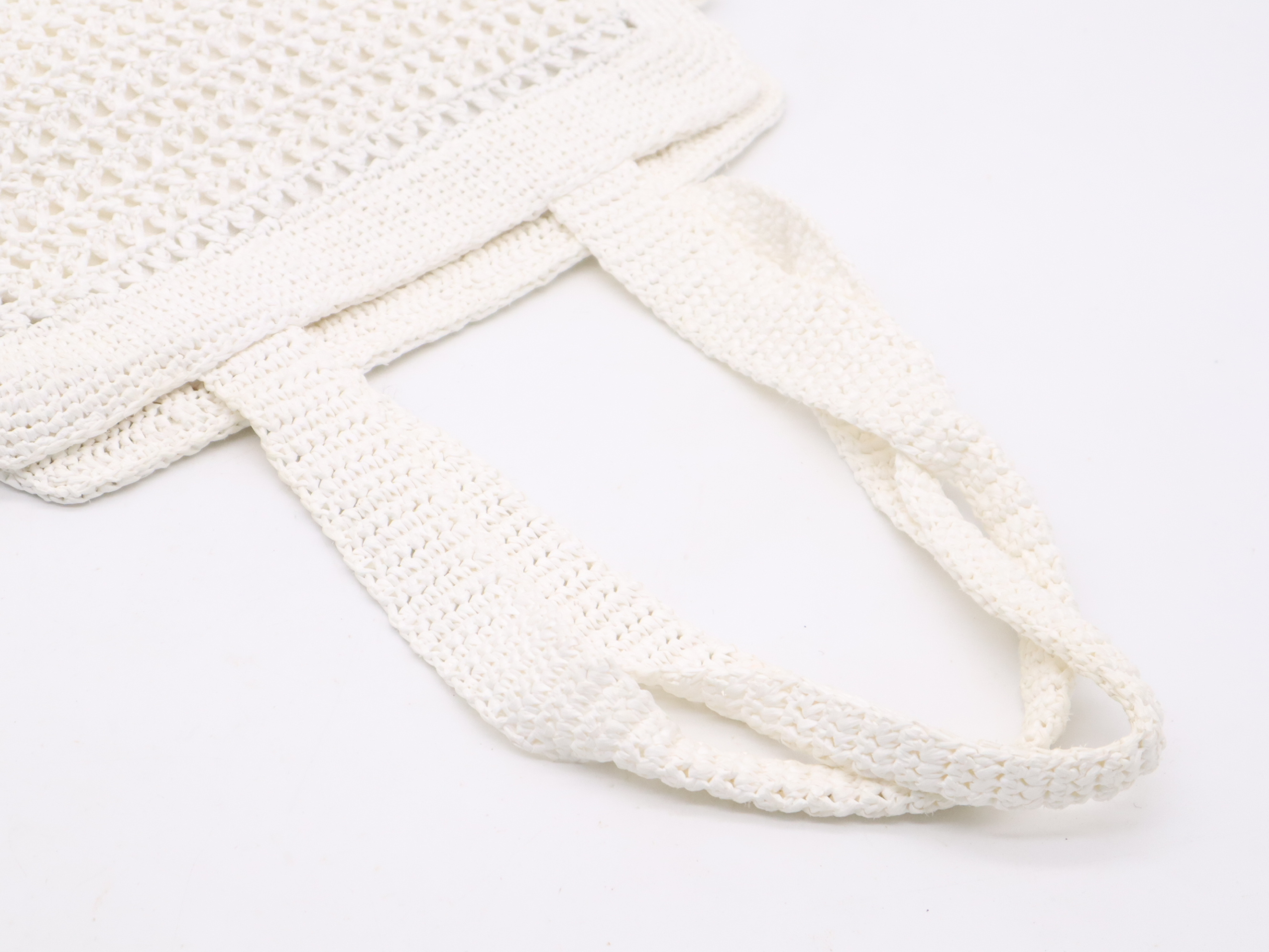 Raffia Crochet Tote Bag, White Tote Bag — view 6