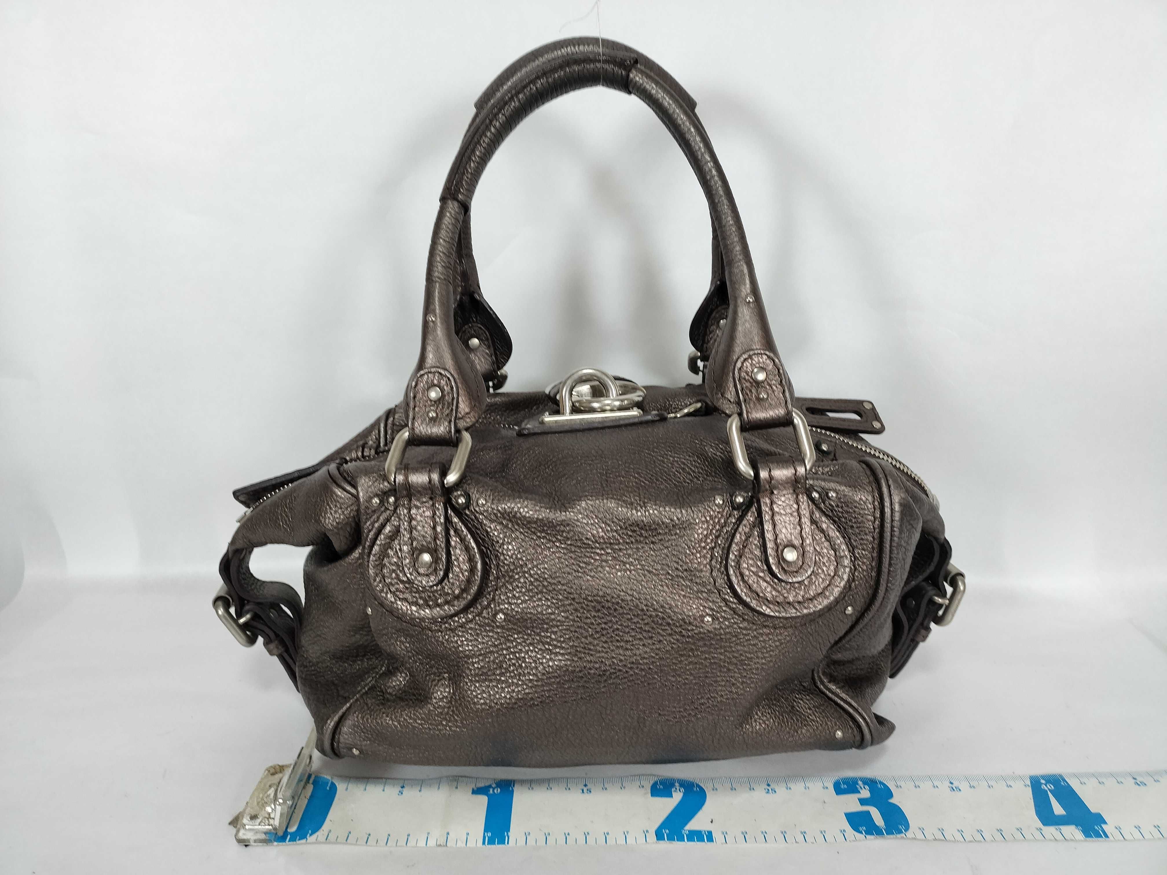 Paddington Leather Handbag, Silver — view 2