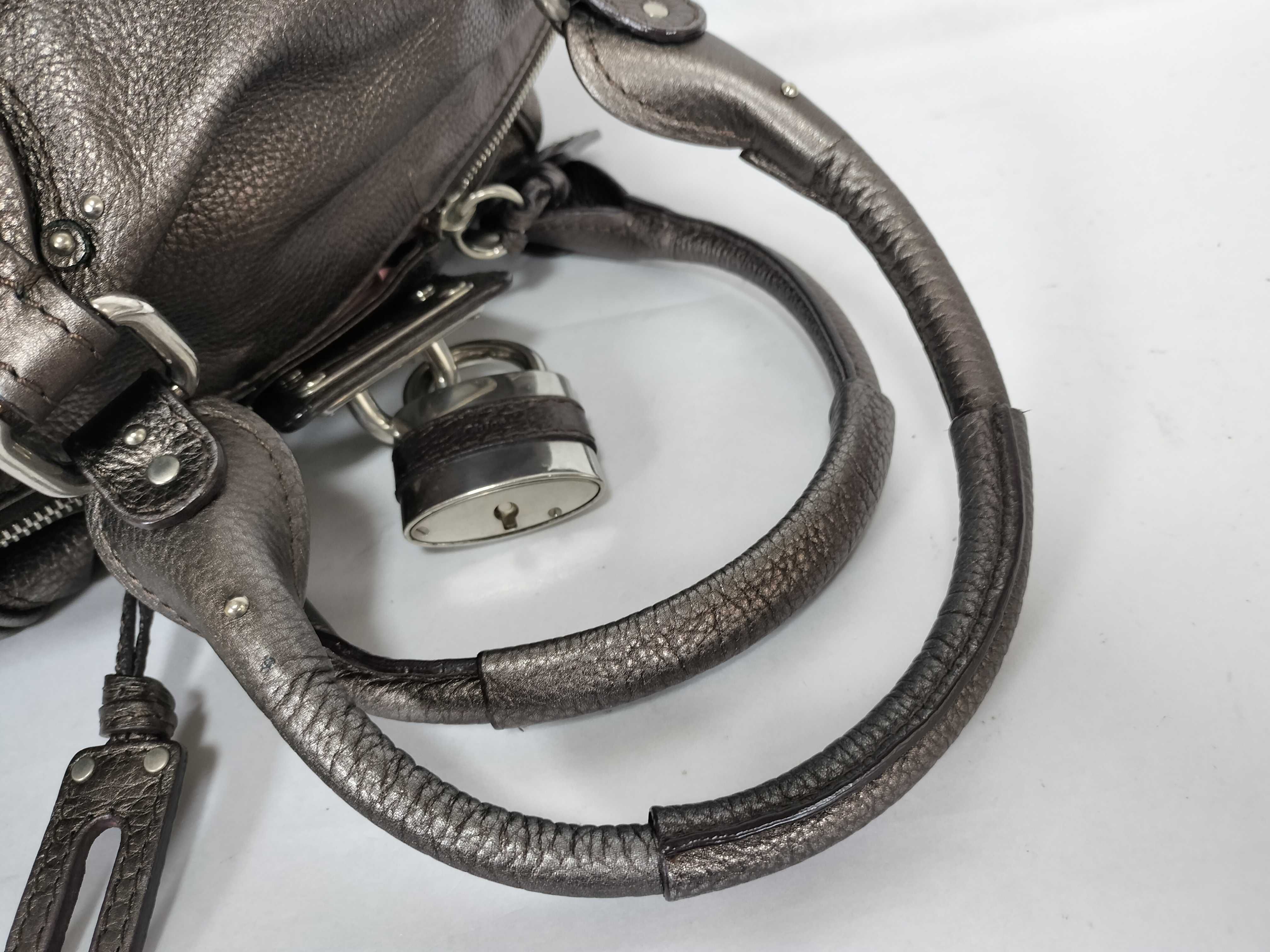 Paddington Leather Handbag, Silver — view 3