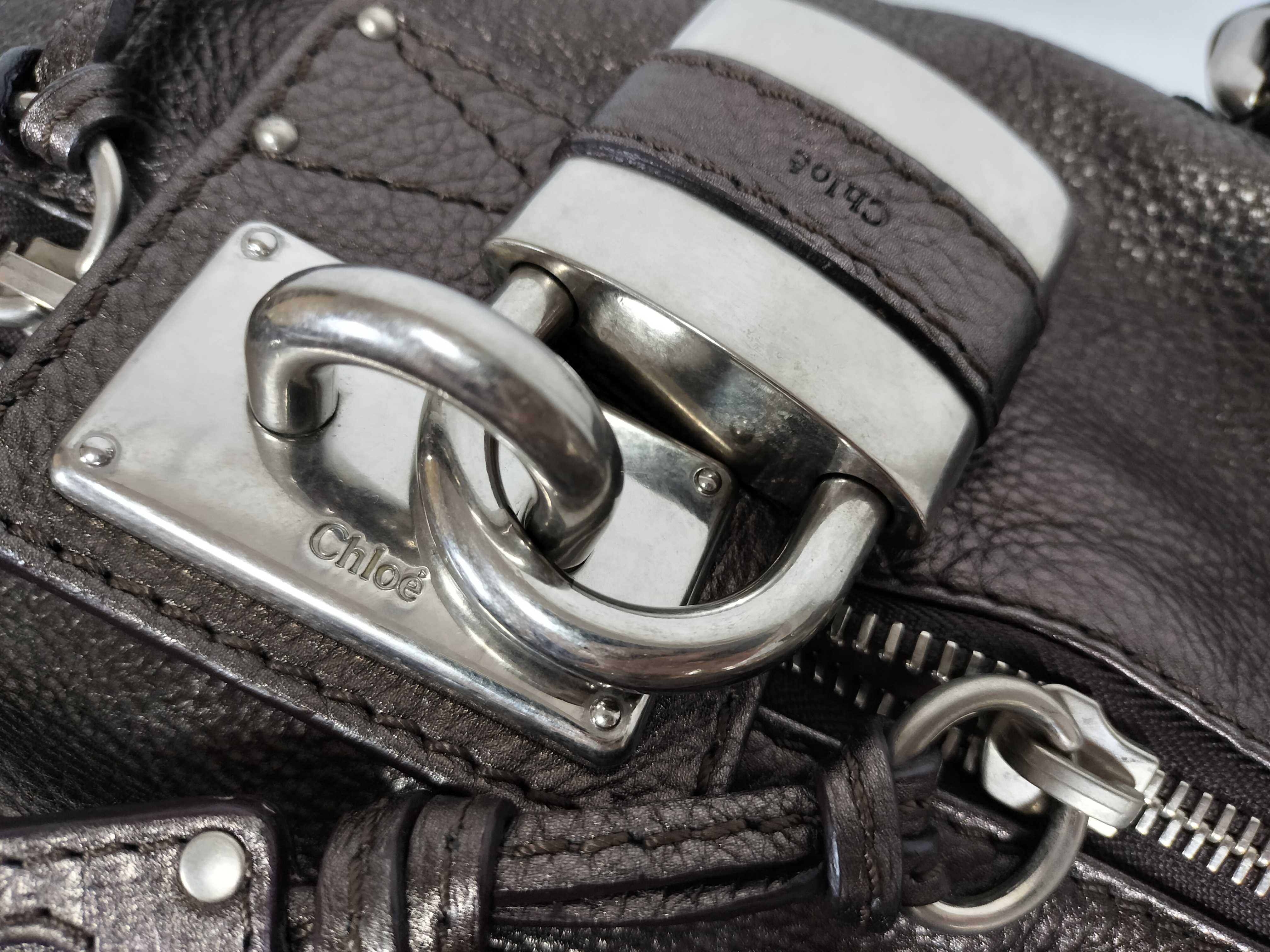 Paddington Leather Handbag, Silver — view 10