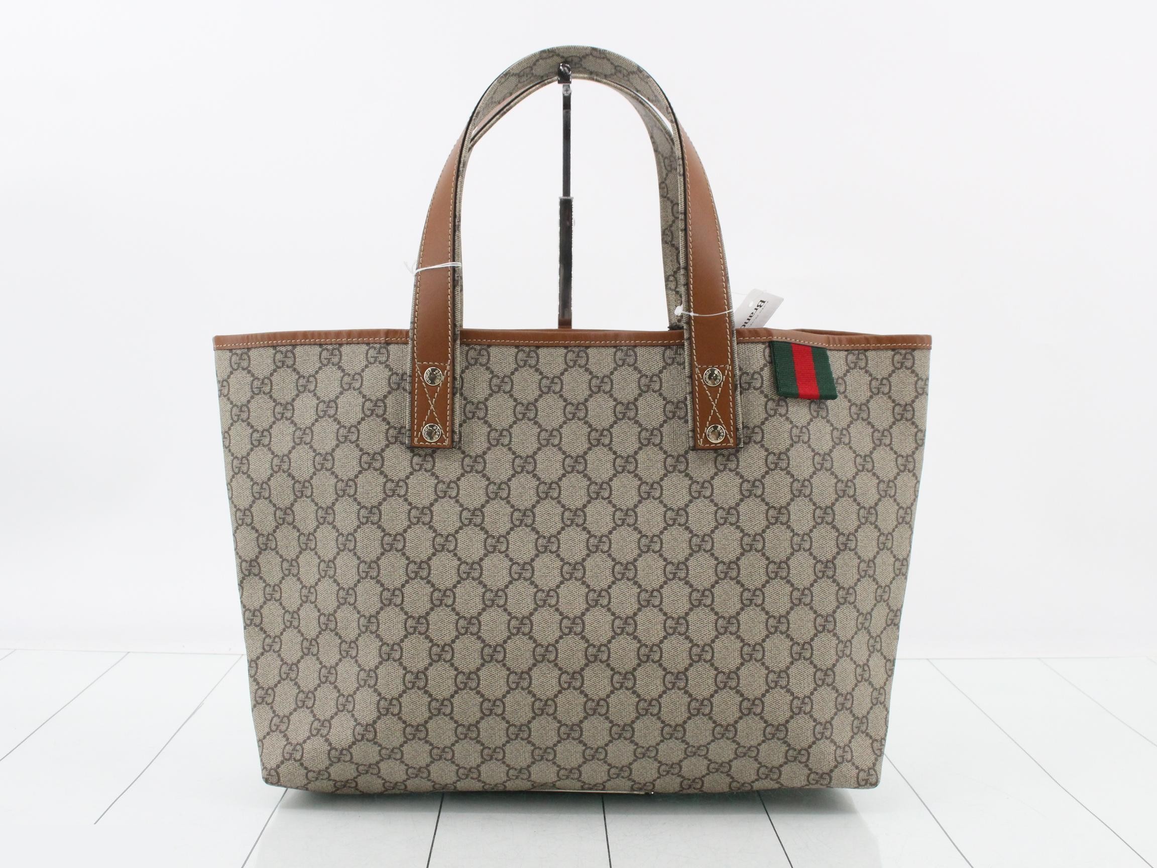 GG Supreme Leather Sherry Line Tote Bag