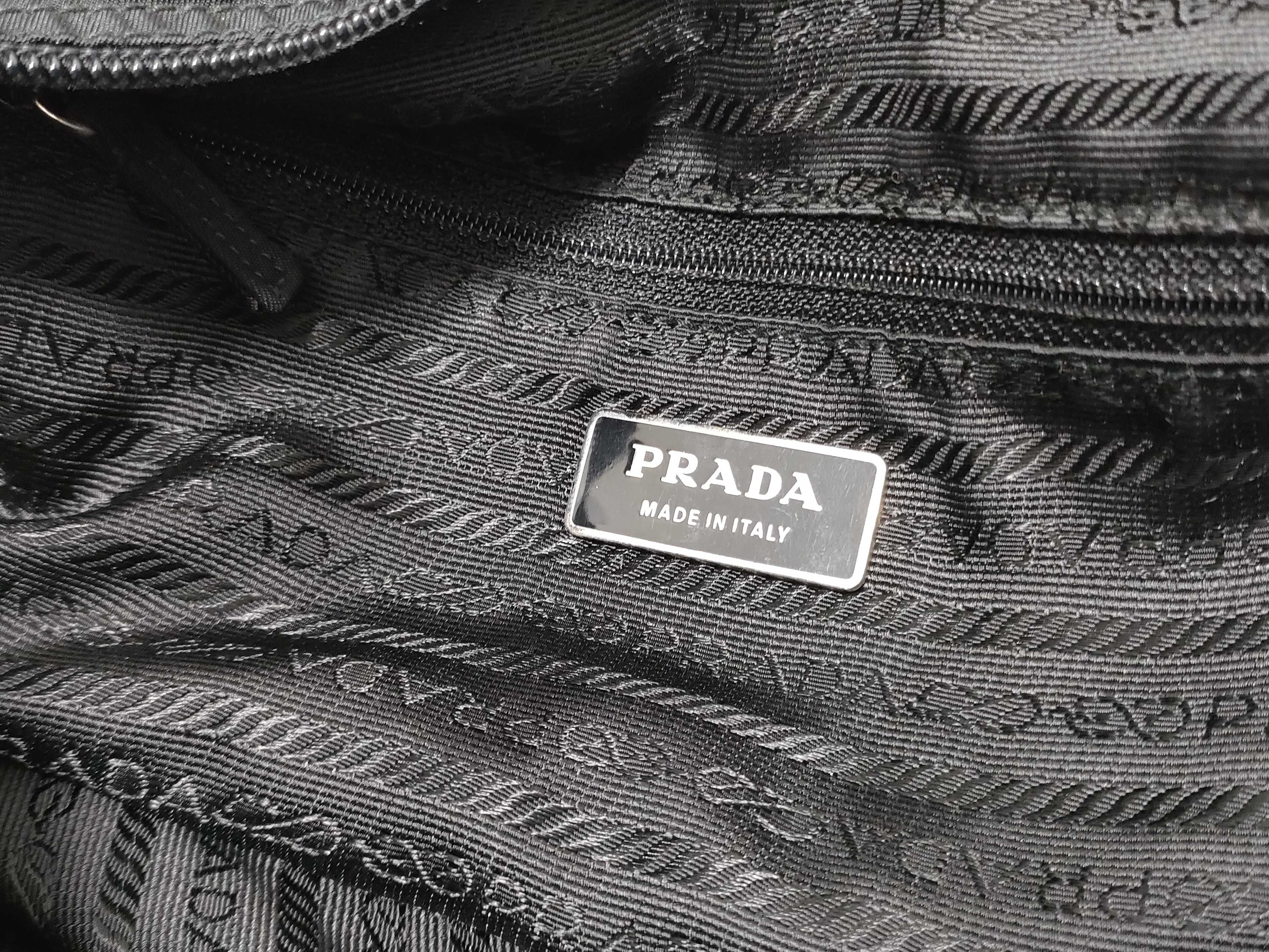 Nylon Messenger Bag with Triangle Logo, Black Shoulder Bag — view 13