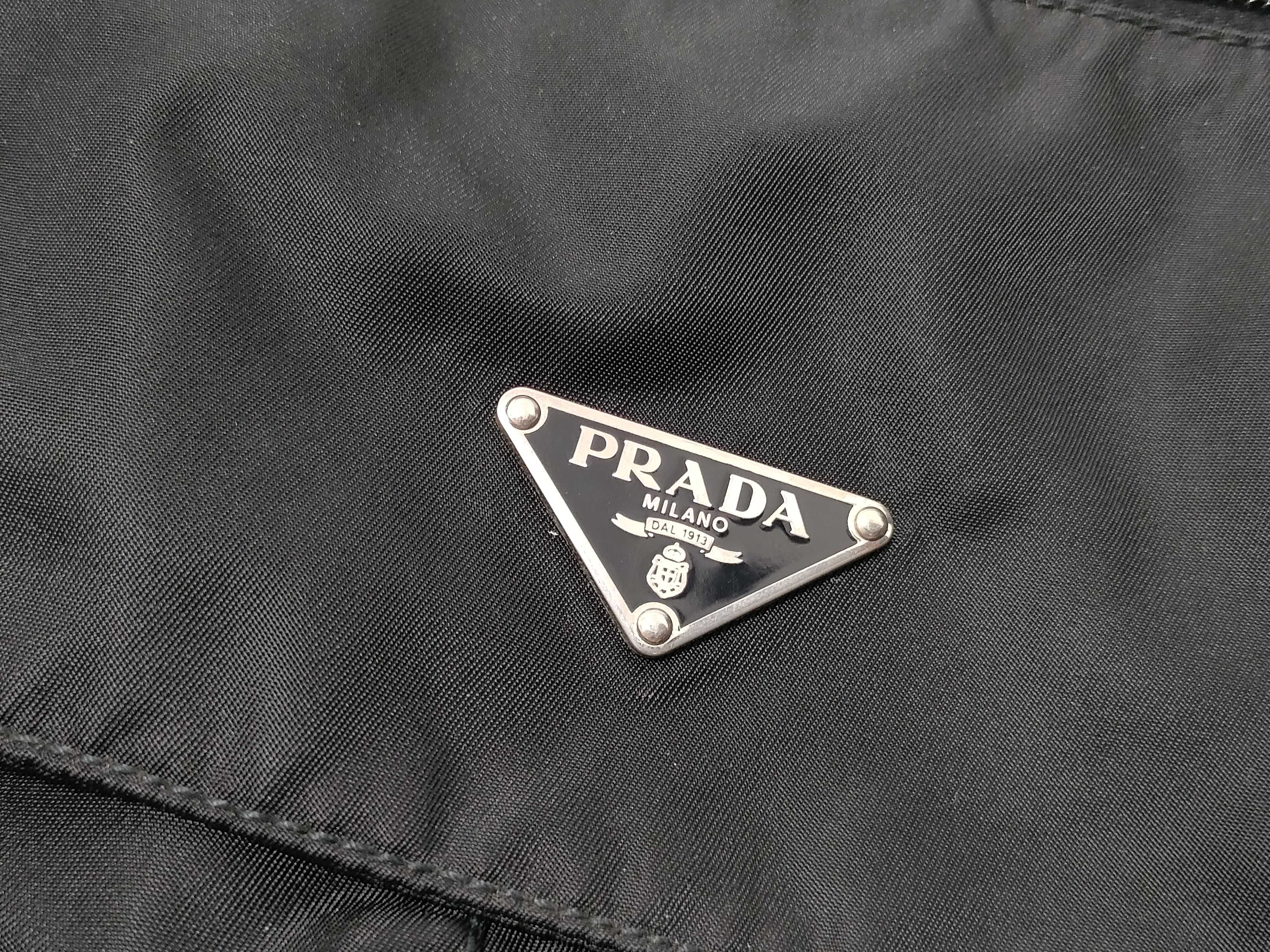 Nylon Messenger Bag with Triangle Logo, Black Shoulder Bag — view 15