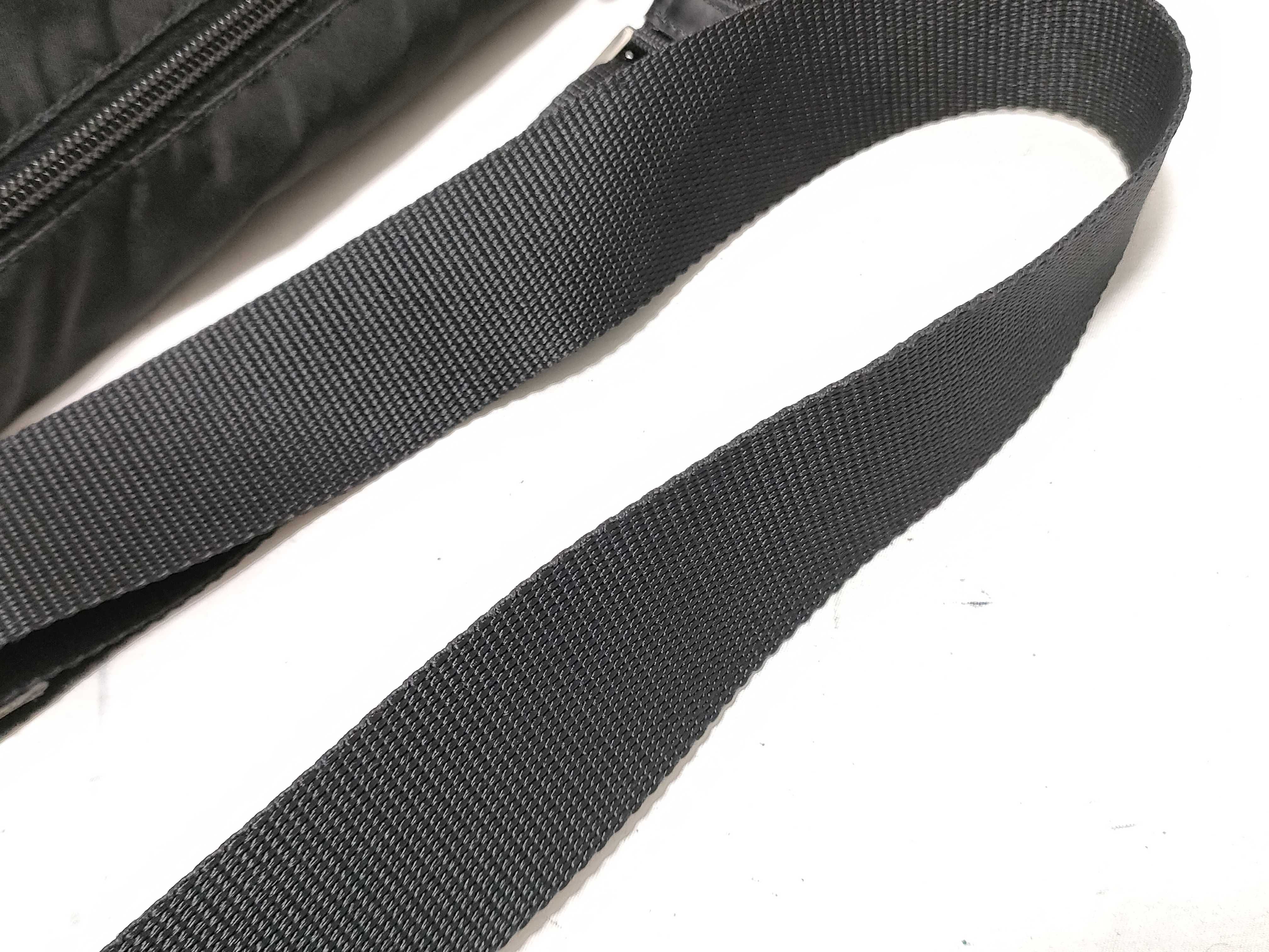 Nylon Messenger Bag with Triangle Logo, Black Shoulder Bag — view 4