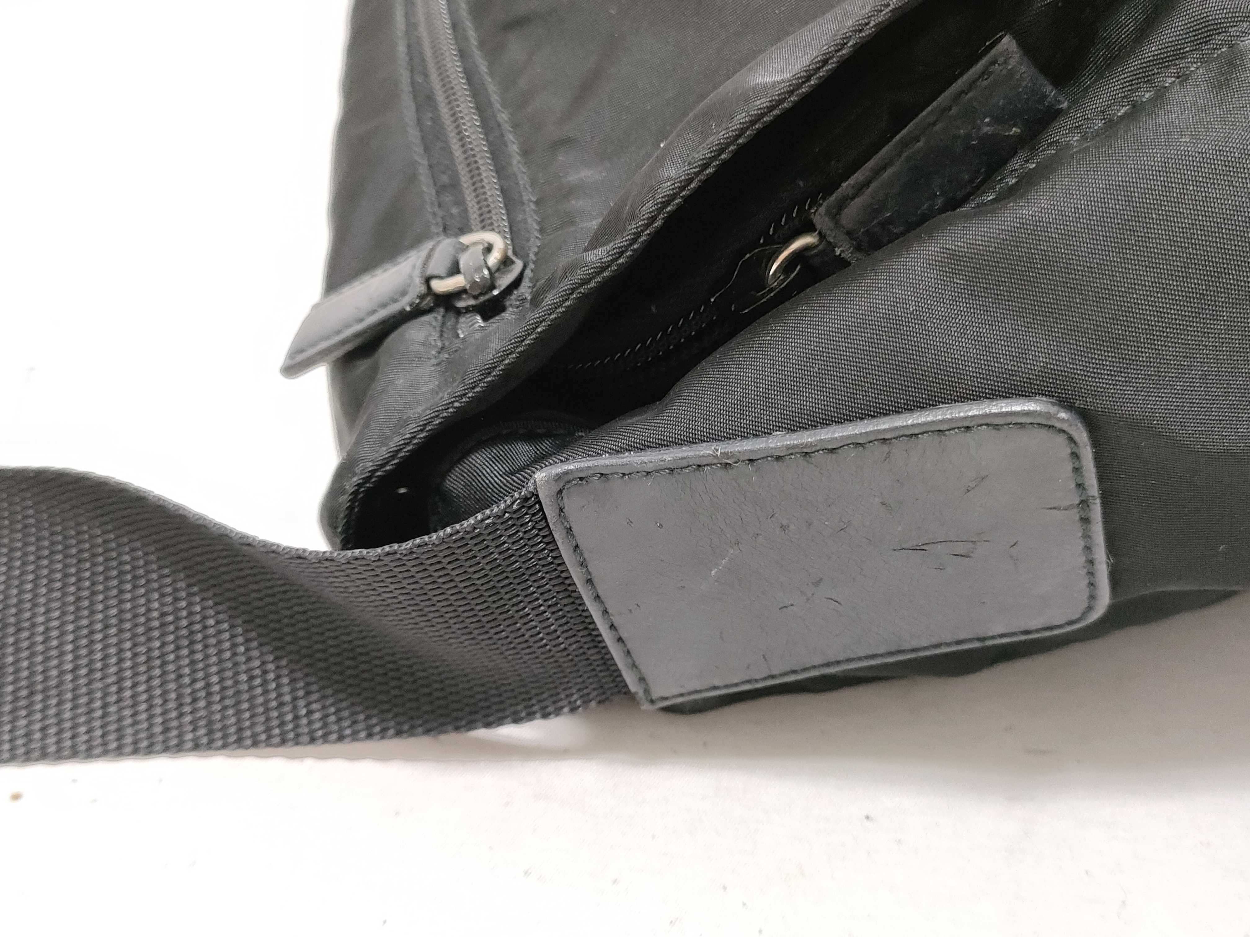 Nylon Messenger Bag with Triangle Logo, Black Shoulder Bag — view 5
