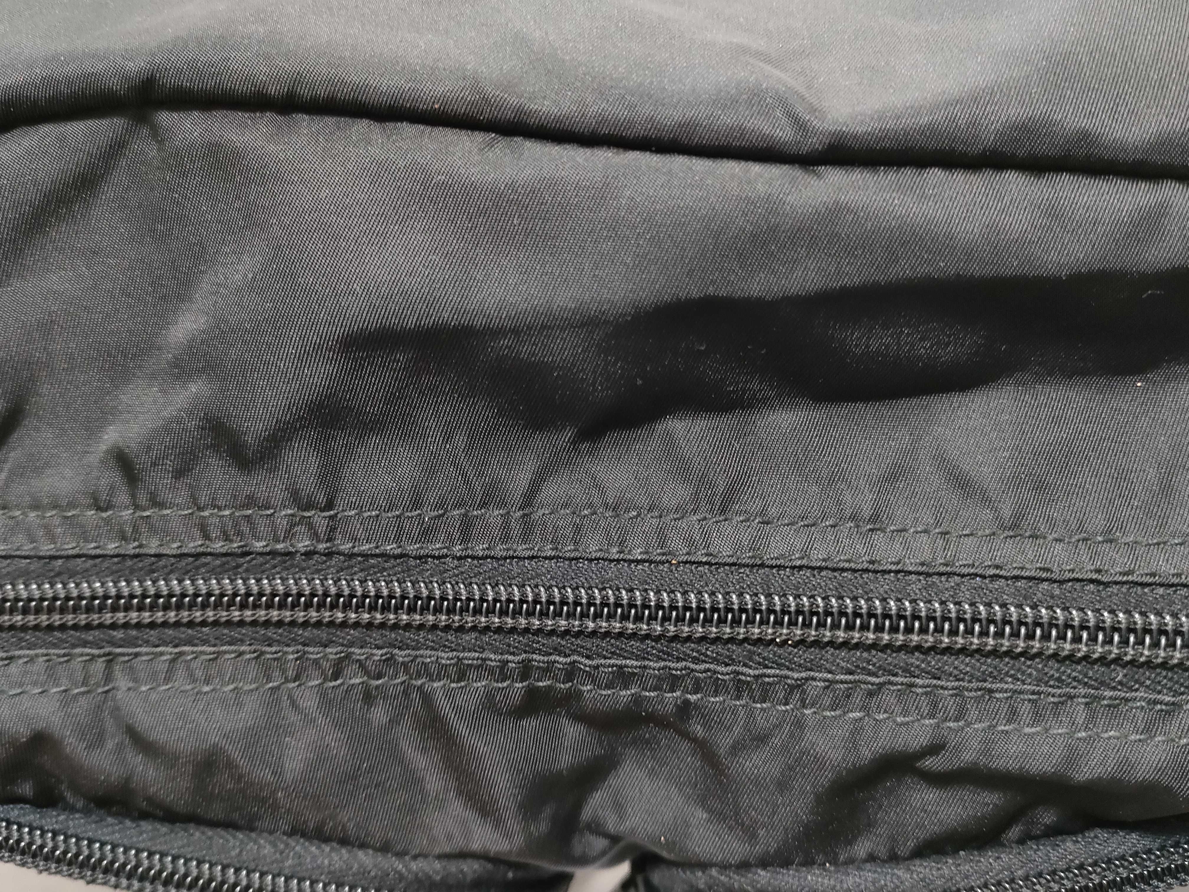 Nylon Messenger Bag with Triangle Logo, Black Shoulder Bag — view 6