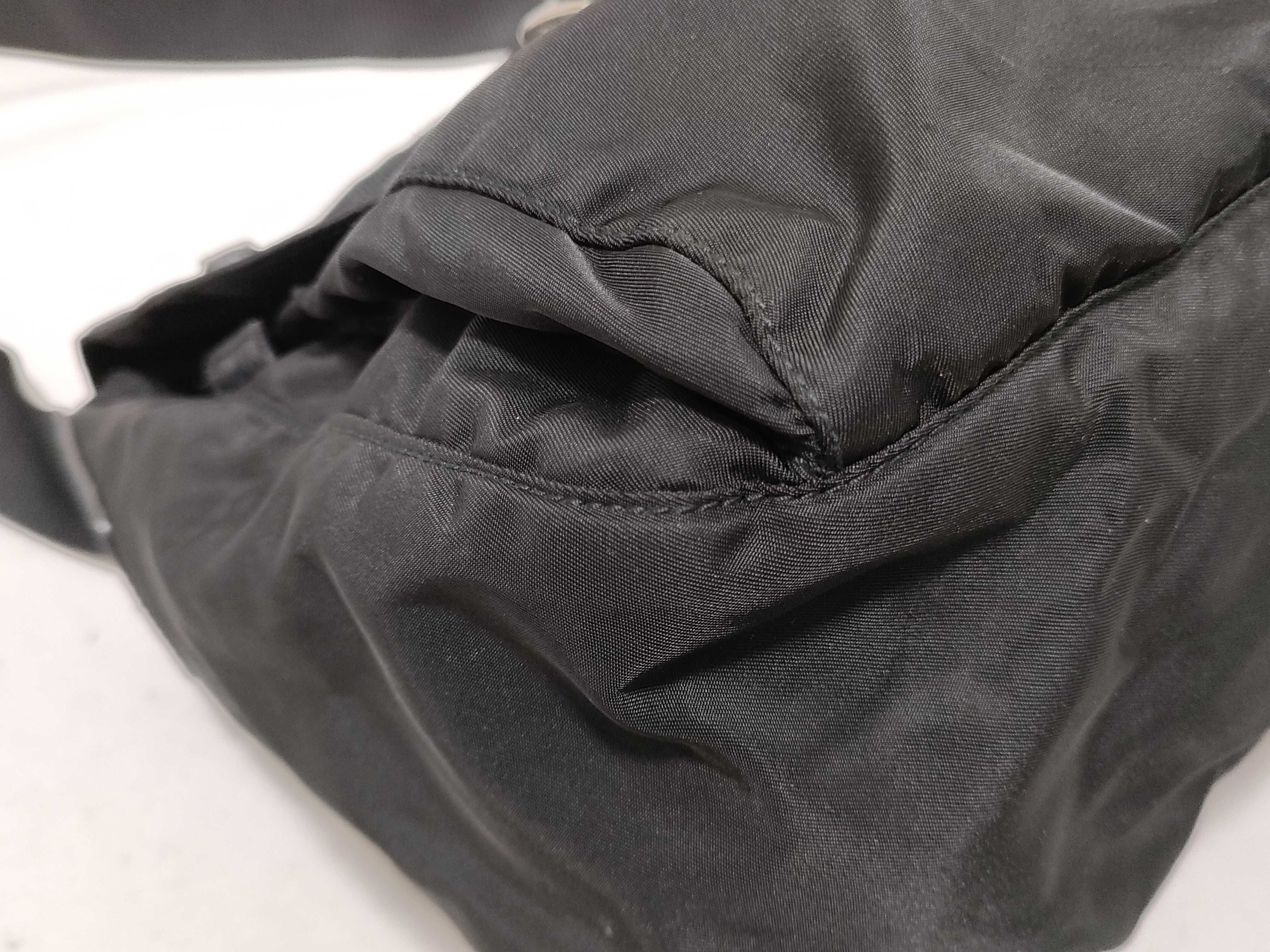 Nylon Messenger Bag with Triangle Logo, Black Shoulder Bag — view 7