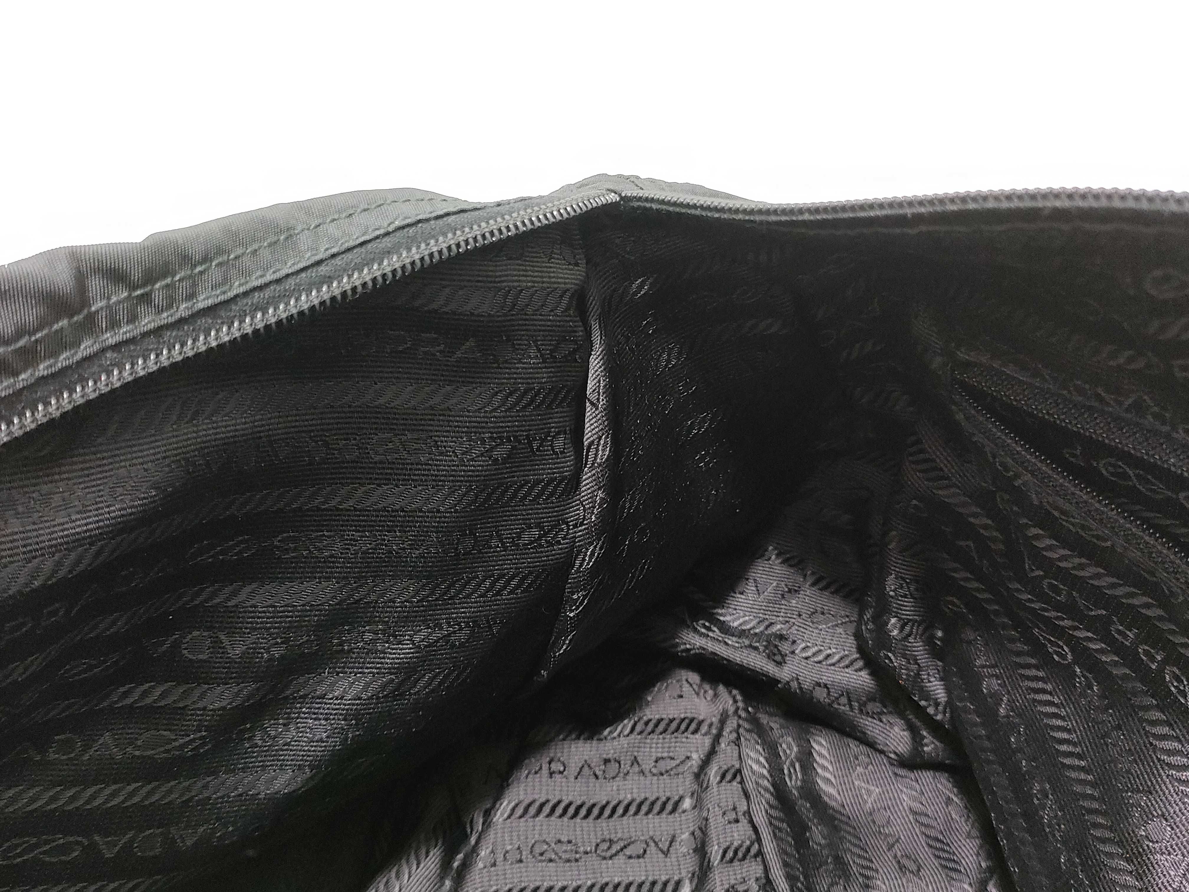 Nylon Messenger Bag with Triangle Logo, Black Shoulder Bag — view 10