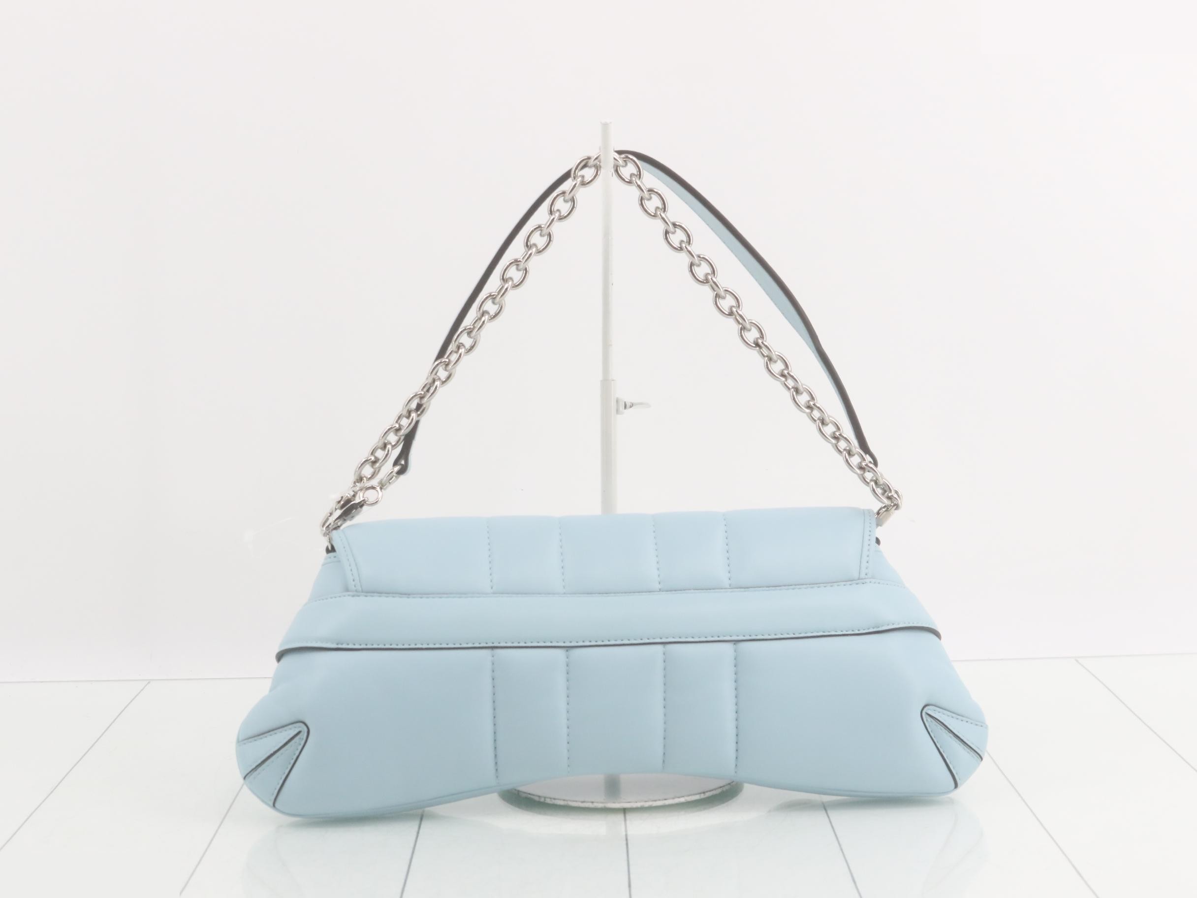 2-WAY Horsebit Leather Chain Bag, Blue, with Box — view 2
