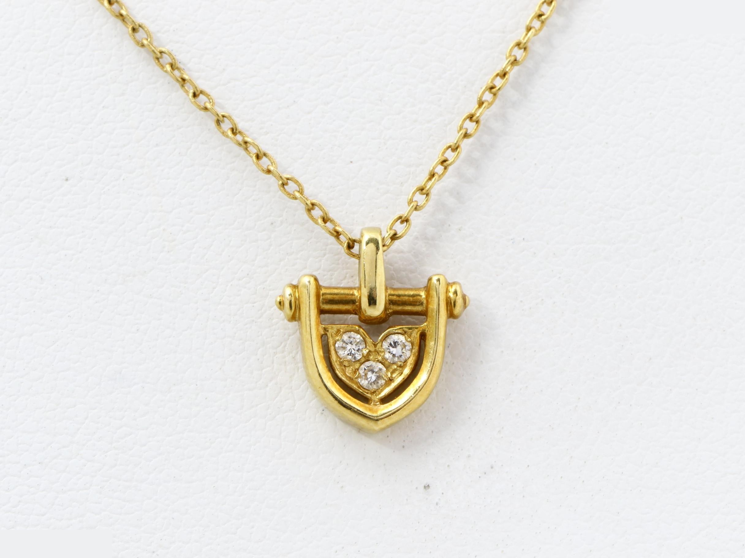 Precious metal necklace/pendant, 750 yellow gold, diamond, 2.8g, chain approximately 40cm.