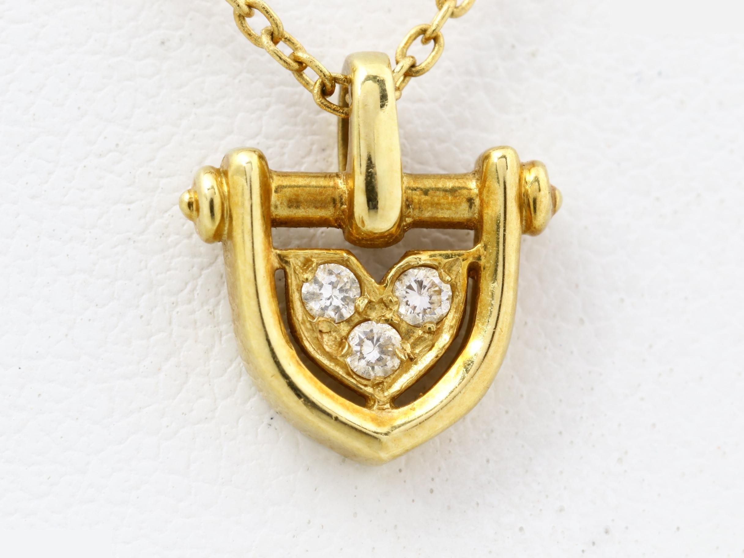 Precious metal necklace/pendant, 750 yellow gold, diamond, 2.8g, chain approximately 40cm. — view 2