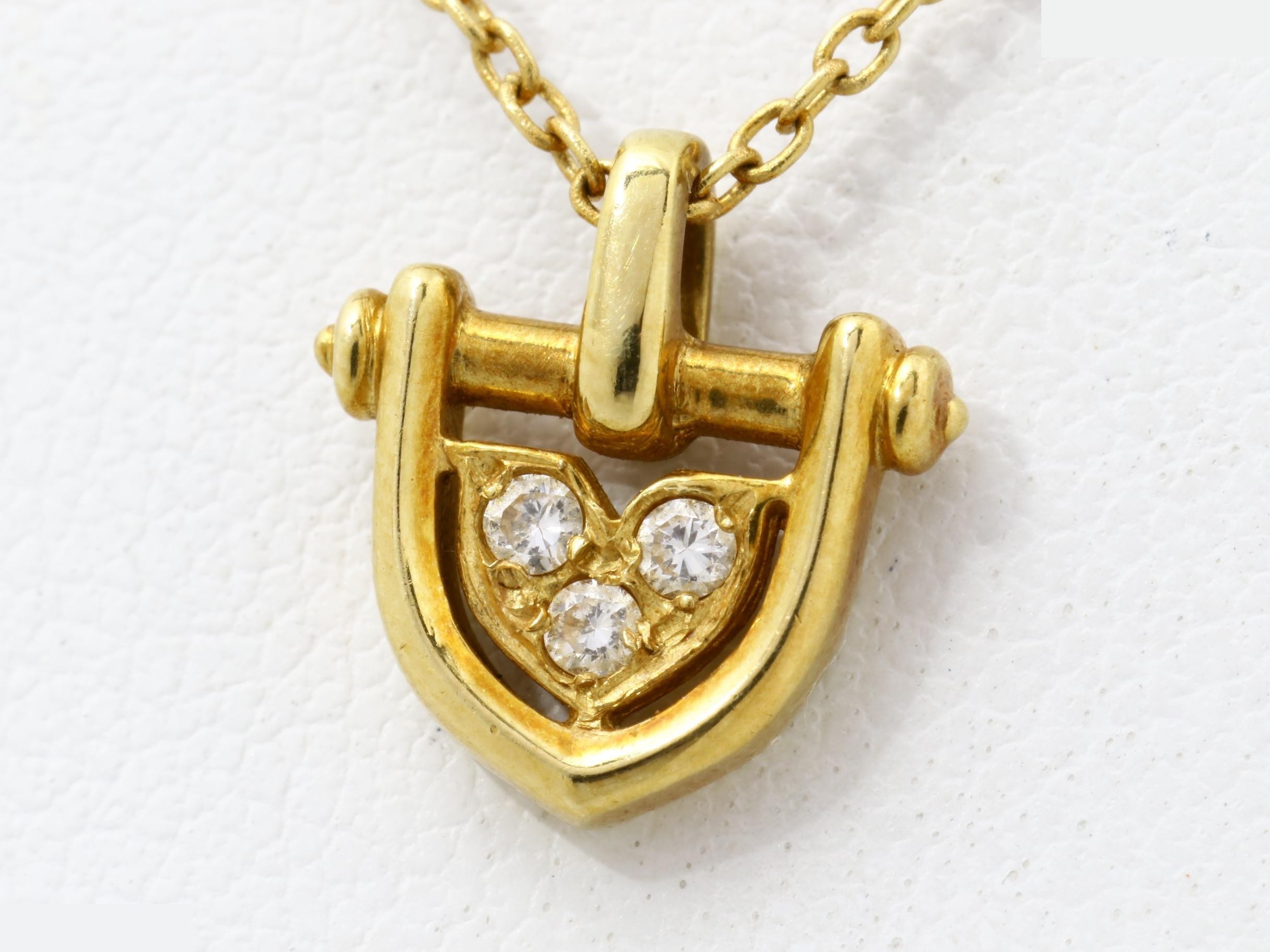 Precious metal necklace/pendant, 750 yellow gold, diamond, 2.8g, chain approximately 40cm. — view 3